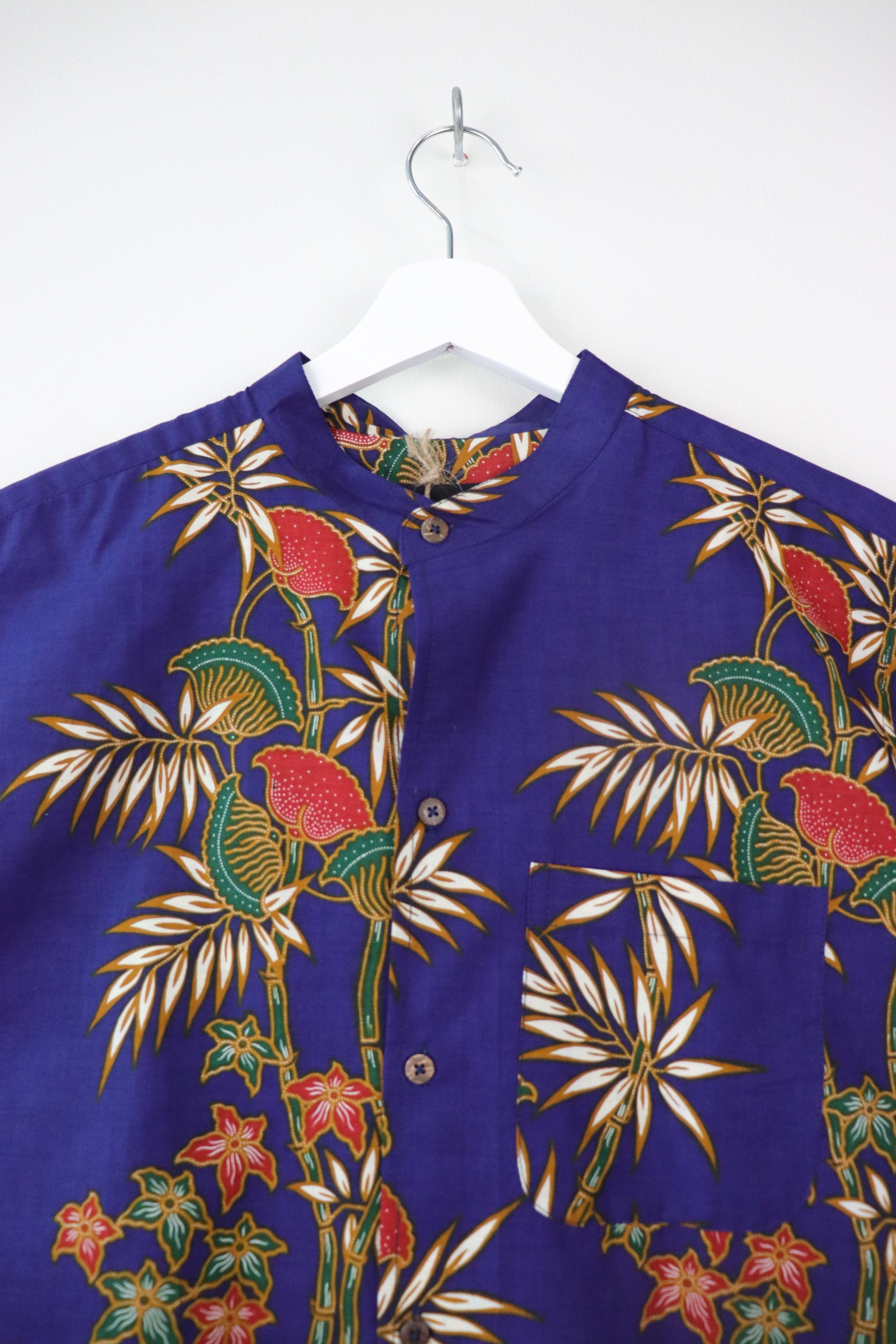 KANOEMEN Stand Collar Batik Shirt - Ranger Navy M [ New Fit ] 