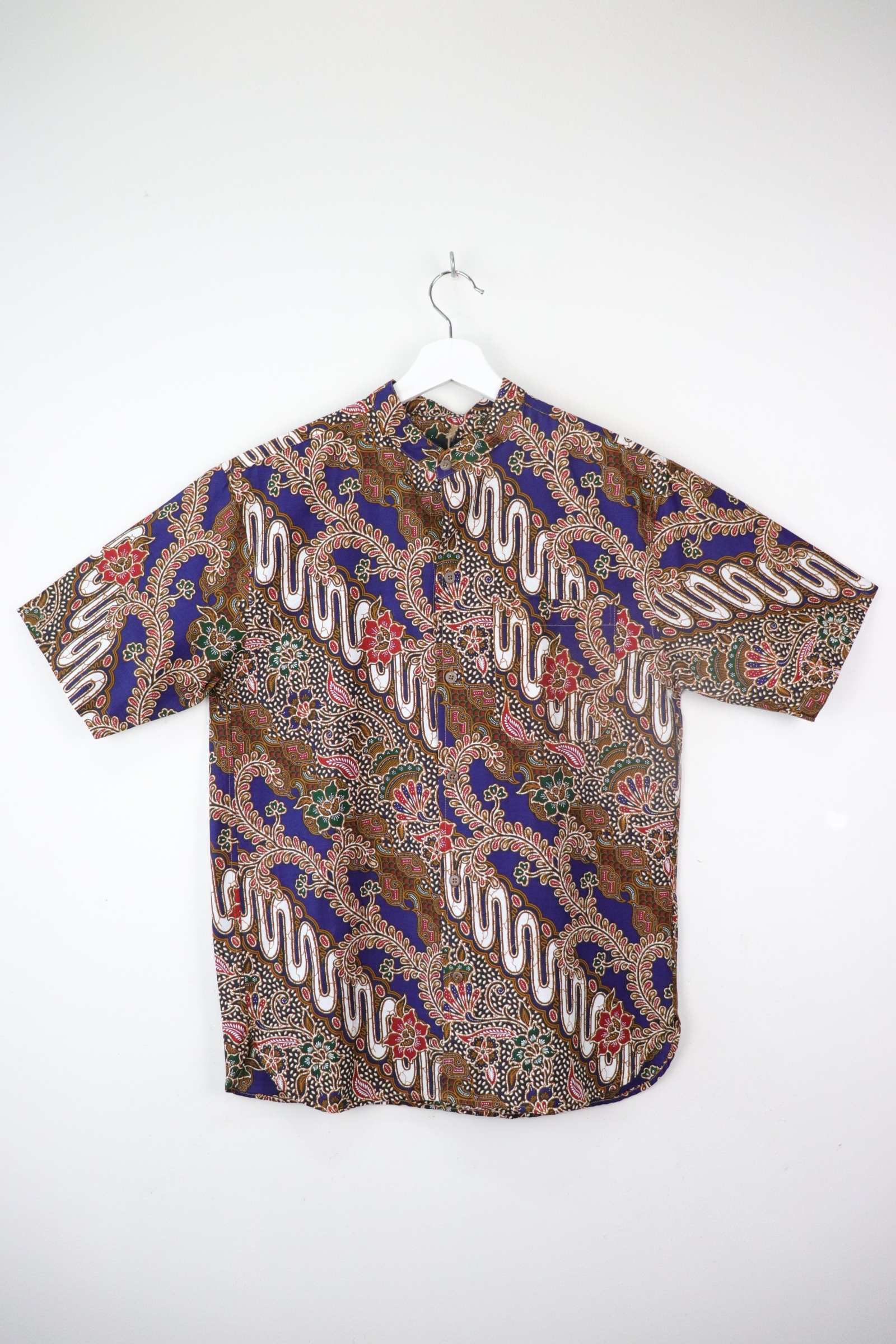 KANOEMEN Stand Collar Batik Shirt - Forrest Blue  [ New Fit ] 
