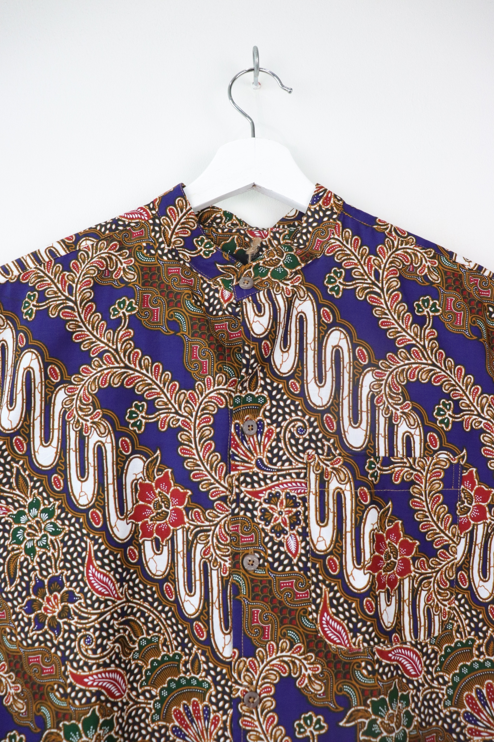 KANOEMEN Stand Collar Batik Shirt - Forrest Blue  [ New Fit ] 