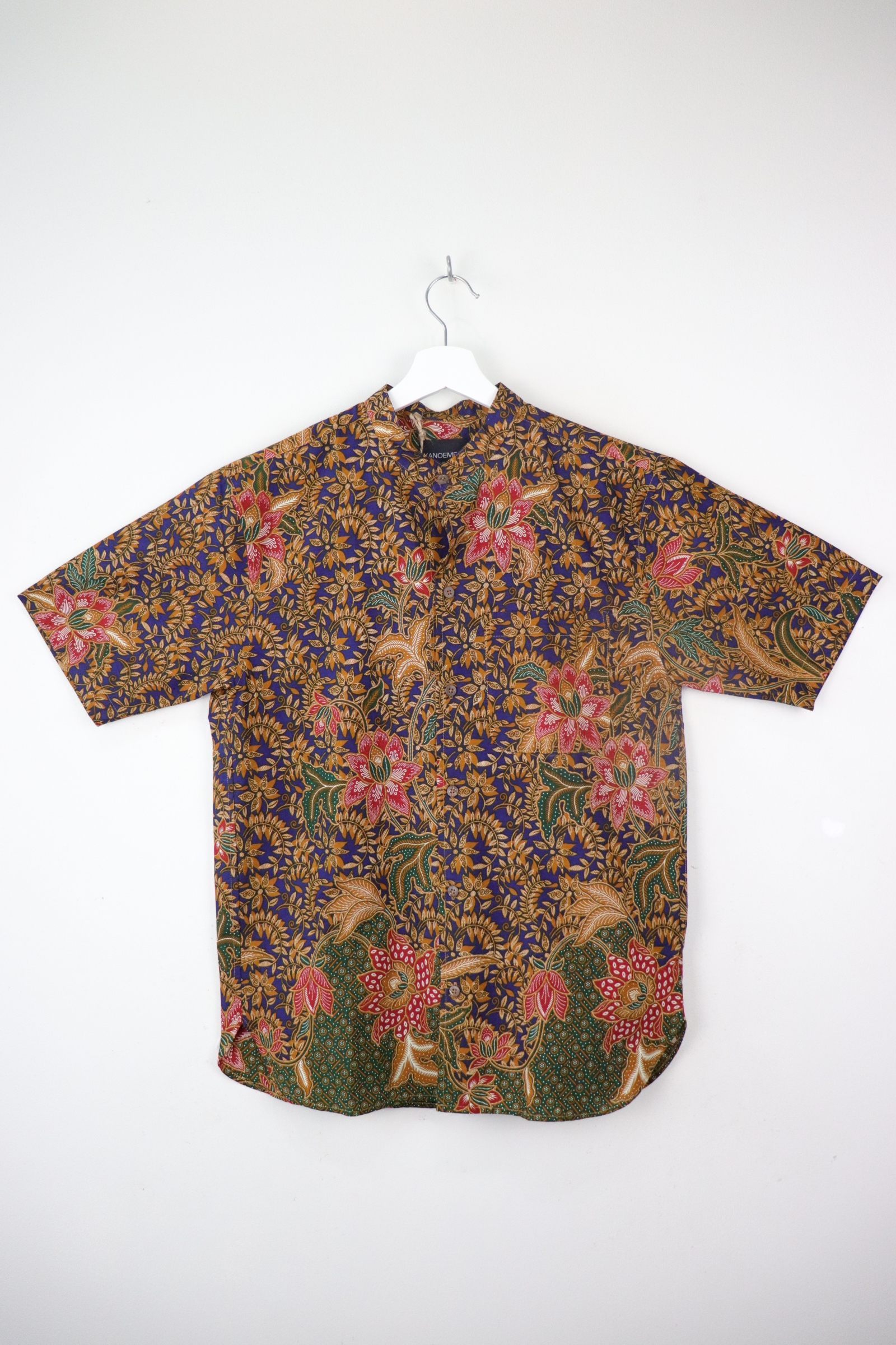 KANOEMEN Stand Collar Batik Shirt - Daruka Blue S [ New Fit ] 