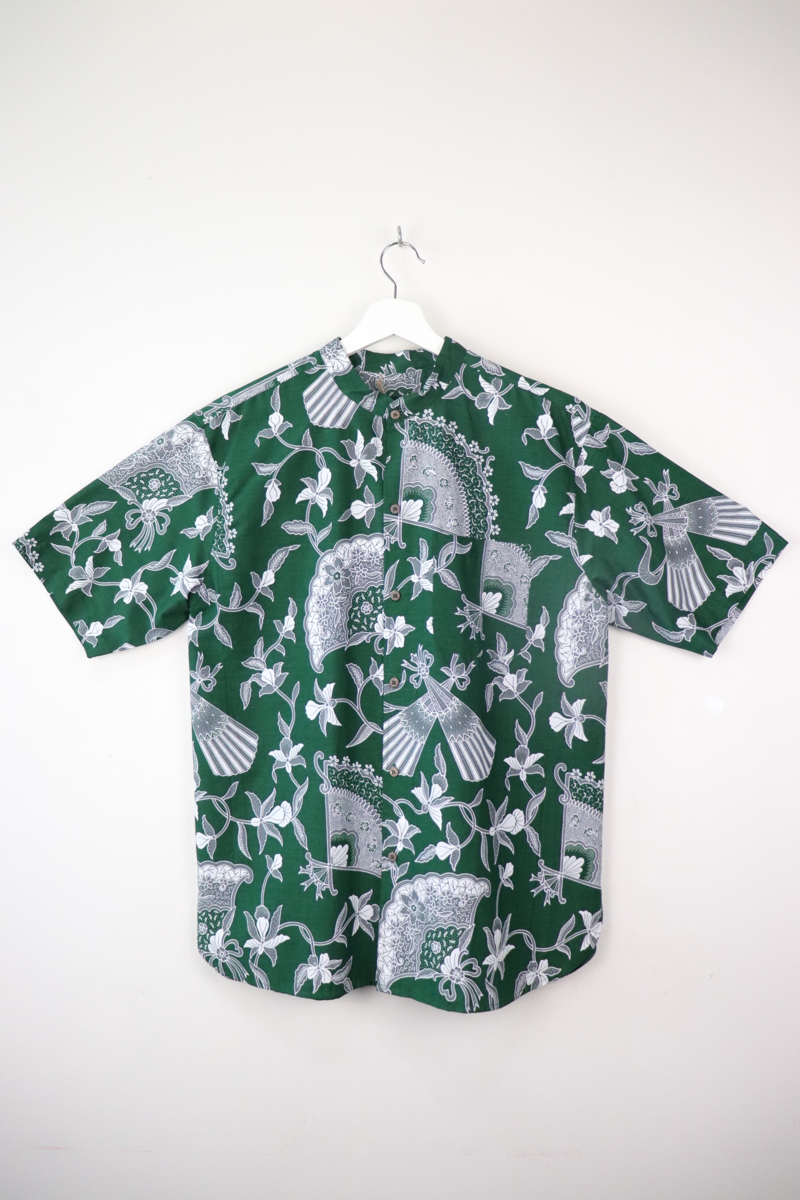 KANOEMEN Stand Collar Batik Shirt - Olivio XL [ New Fit ] 
