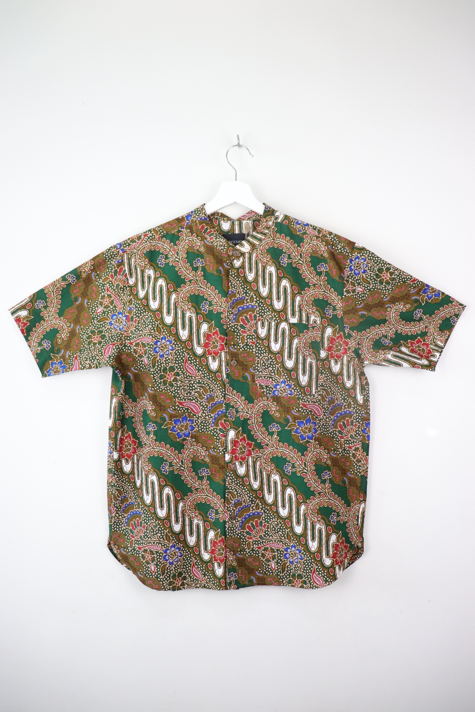 KANOEMEN Stand Collar Batik Shirt - Olive Tree (M)