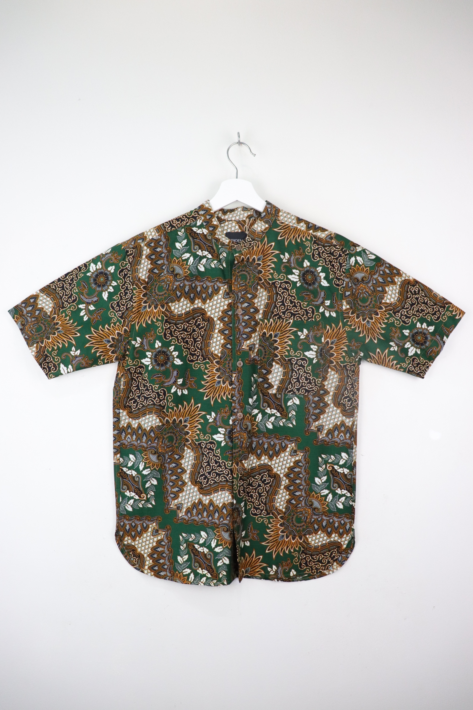 KANOEMEN Stand Collar Batik Shirt - Kiwi Tree S [ New Fit ] 