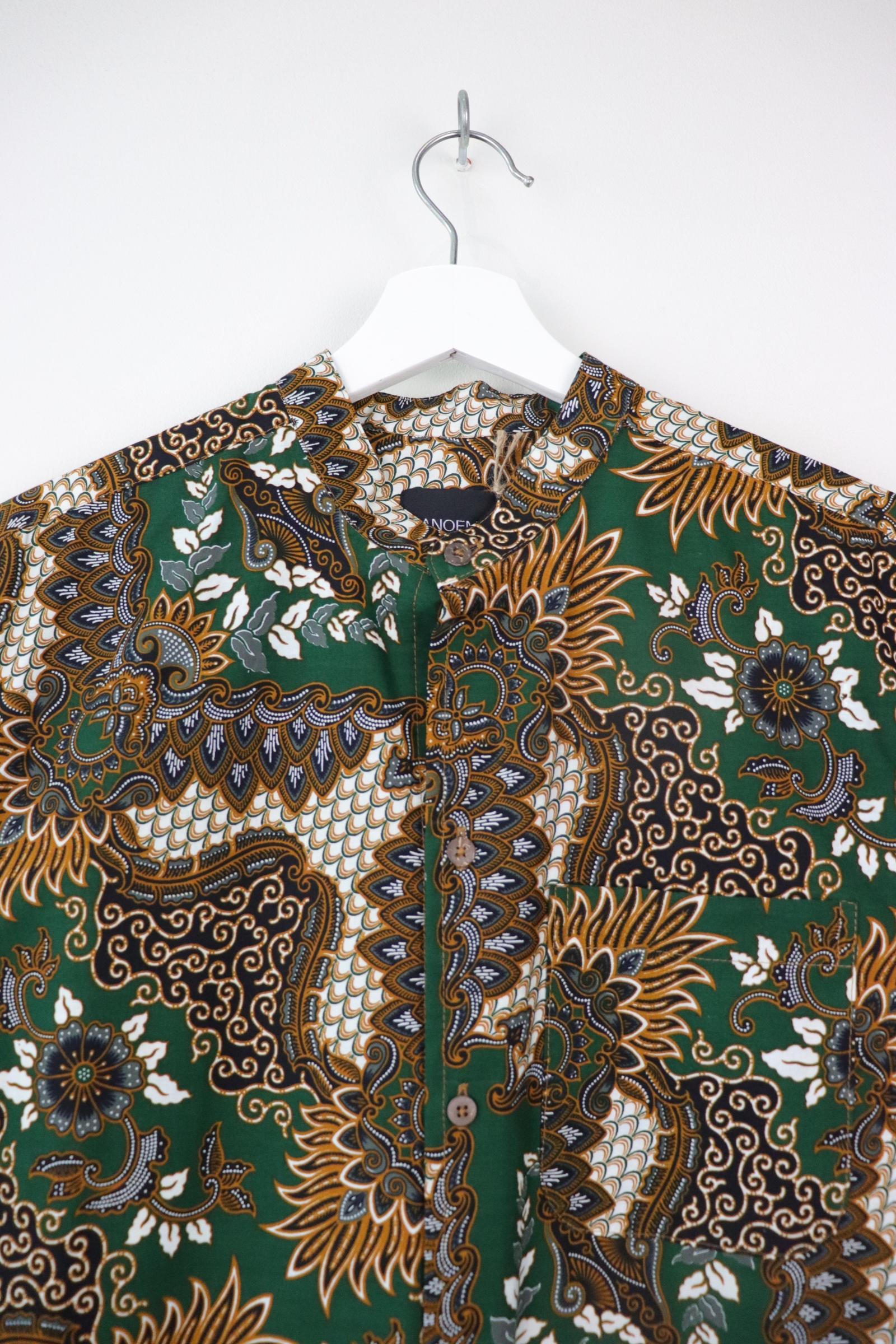 KANOEMEN Stand Collar Batik Shirt - Kiwi Tree S [ New Fit ] 