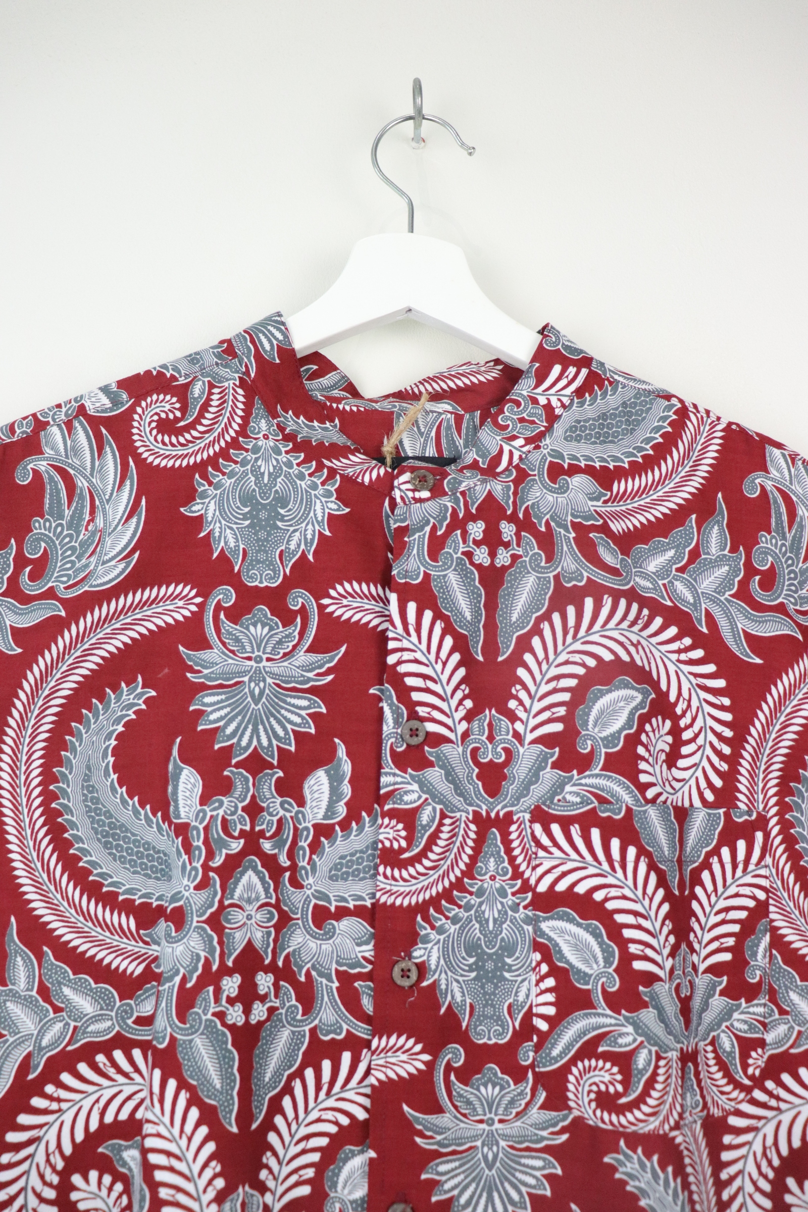 KANOEMEN Stand Collar Batik Shirt - Apple Crisp XL [ New Fit ] 