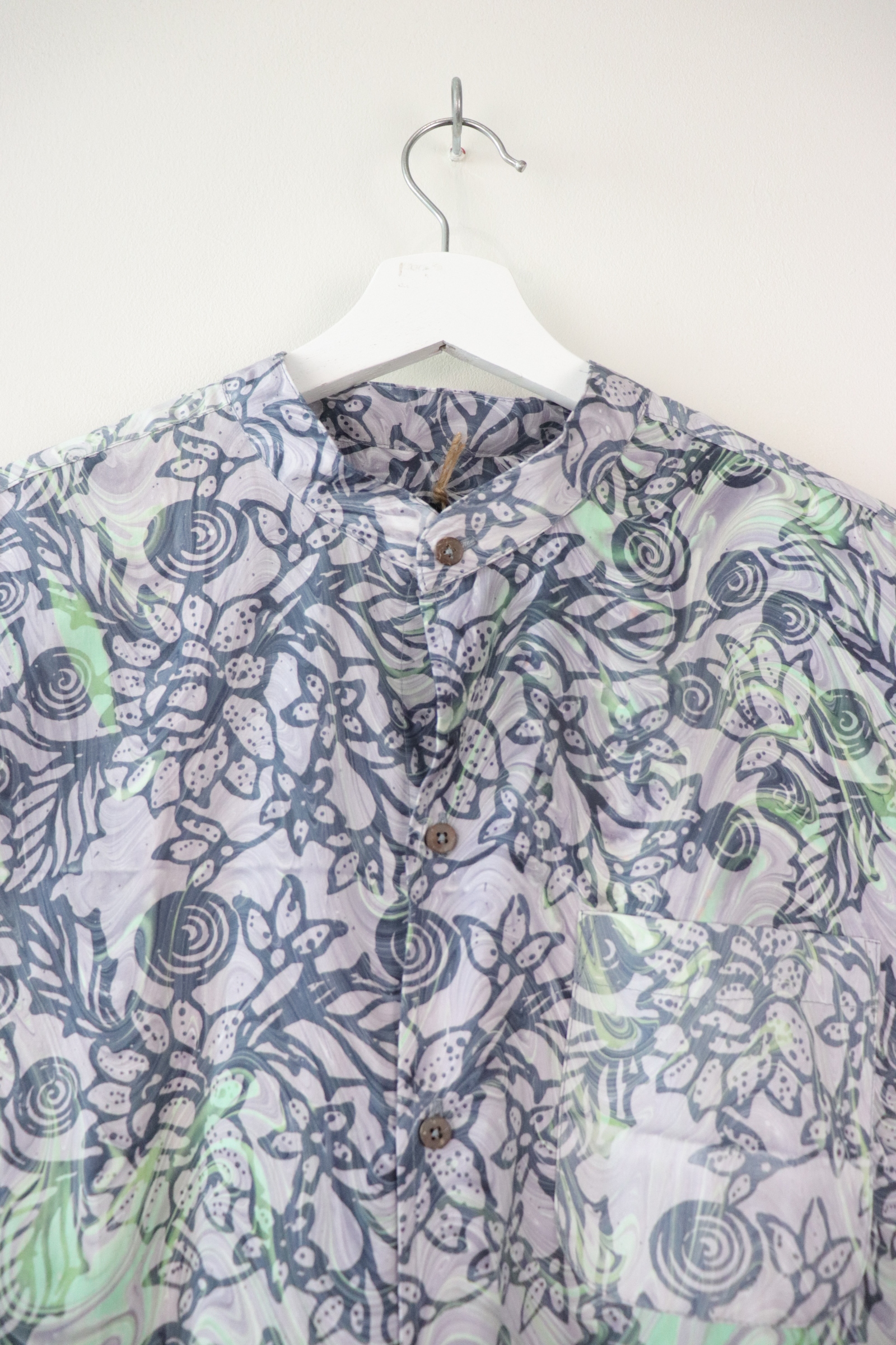 KANOEMEN HM Stand Collar Batik Shirt - Syrius Sky XL [ New Fit ] 
