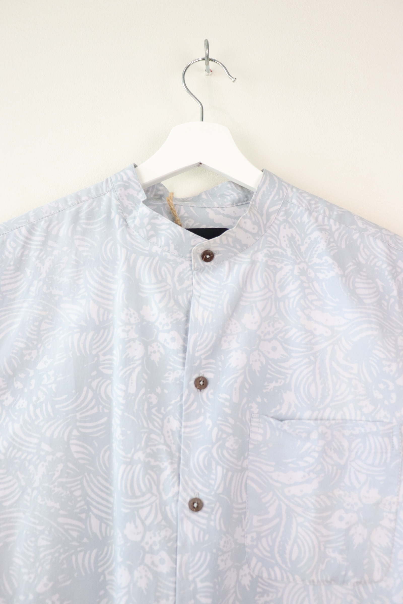 KANOEMEN HM Stand Collar Batik Shirt - Milky Cloud L [ New Fit ] 