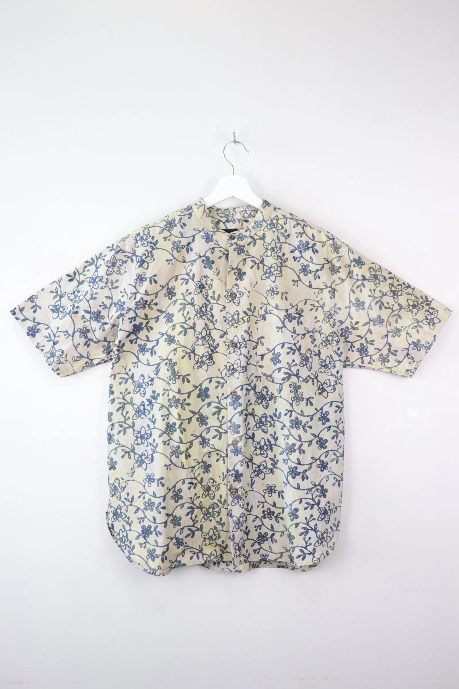 KANOEMEN HM Stand Collar Batik Shirt - Neptune Cloud L [ New Fit ] 