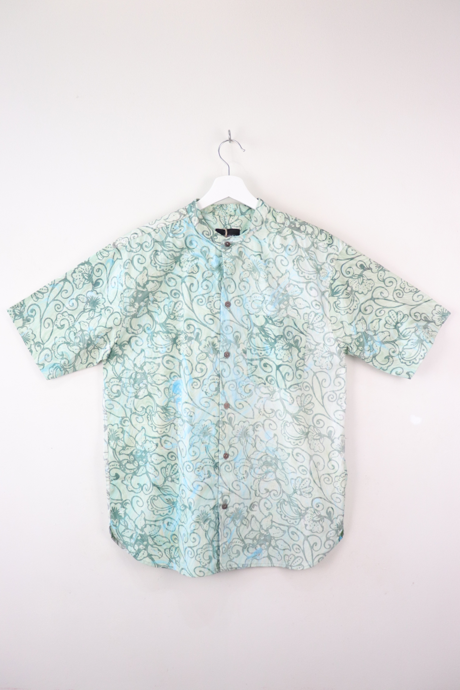 KANOEMEN HM Stand Collar Batik Shirt -  Mint Soleil M [ New Fit ] 