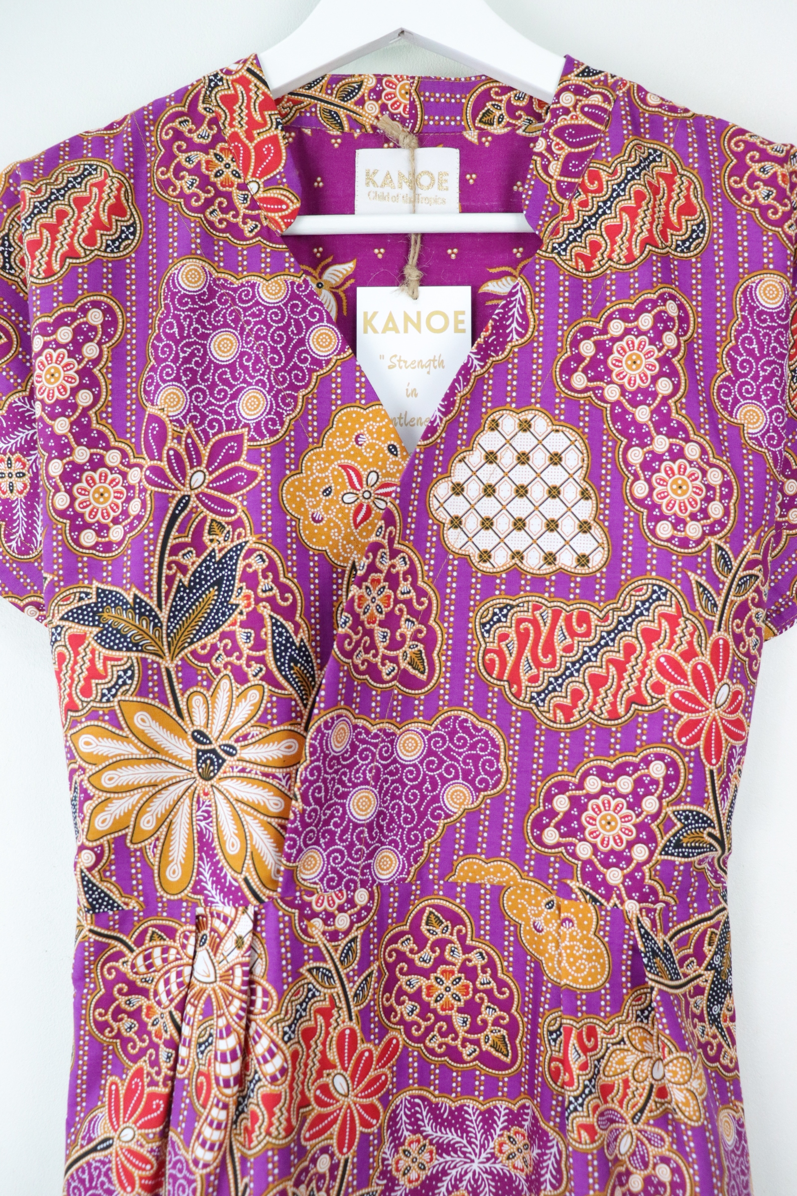 Kimono wrap dress w/ mandarin collar - Royale Orchid