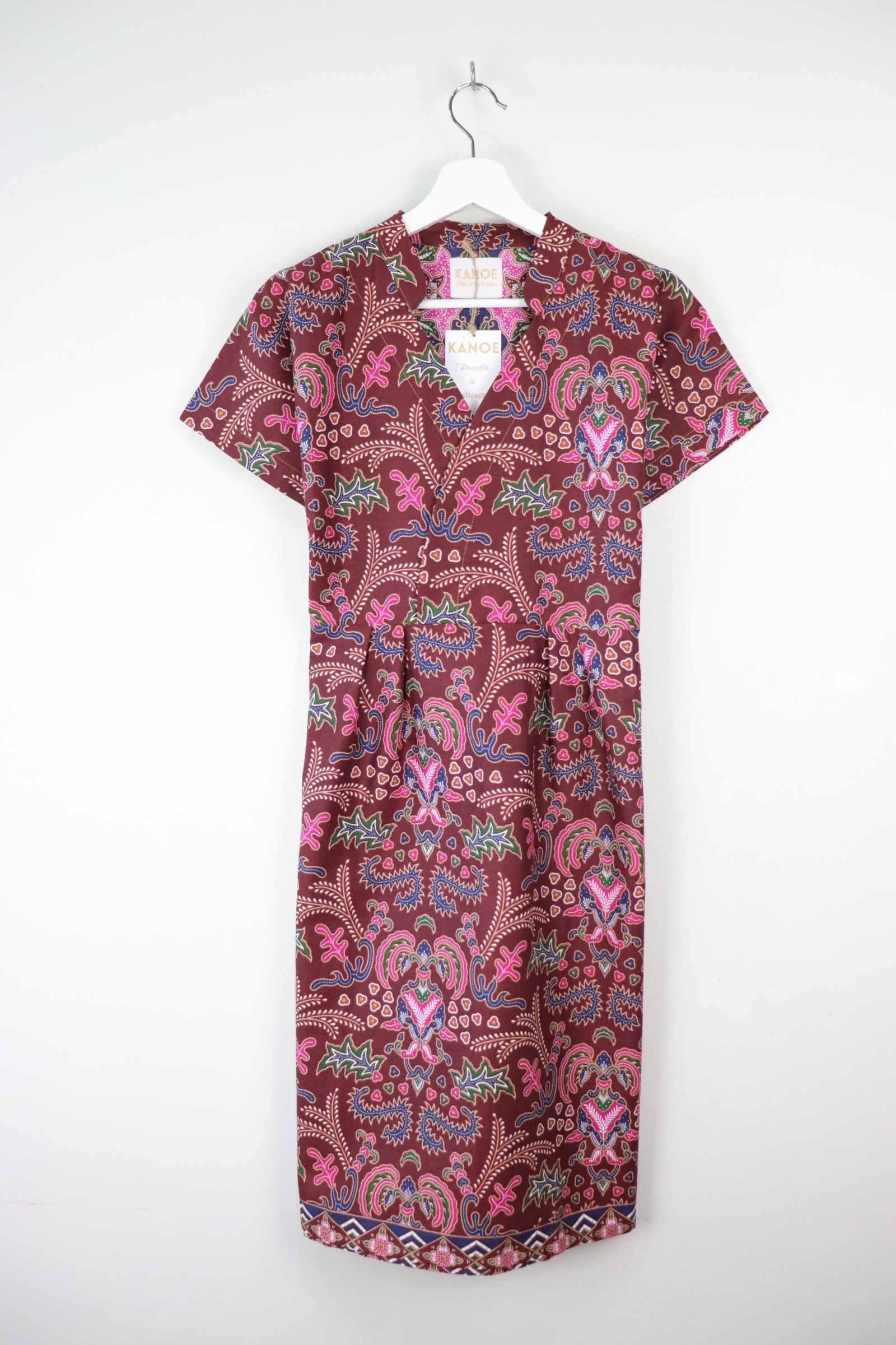 Kimono wrap dress w/ mandarin collar - Autumn Leaves