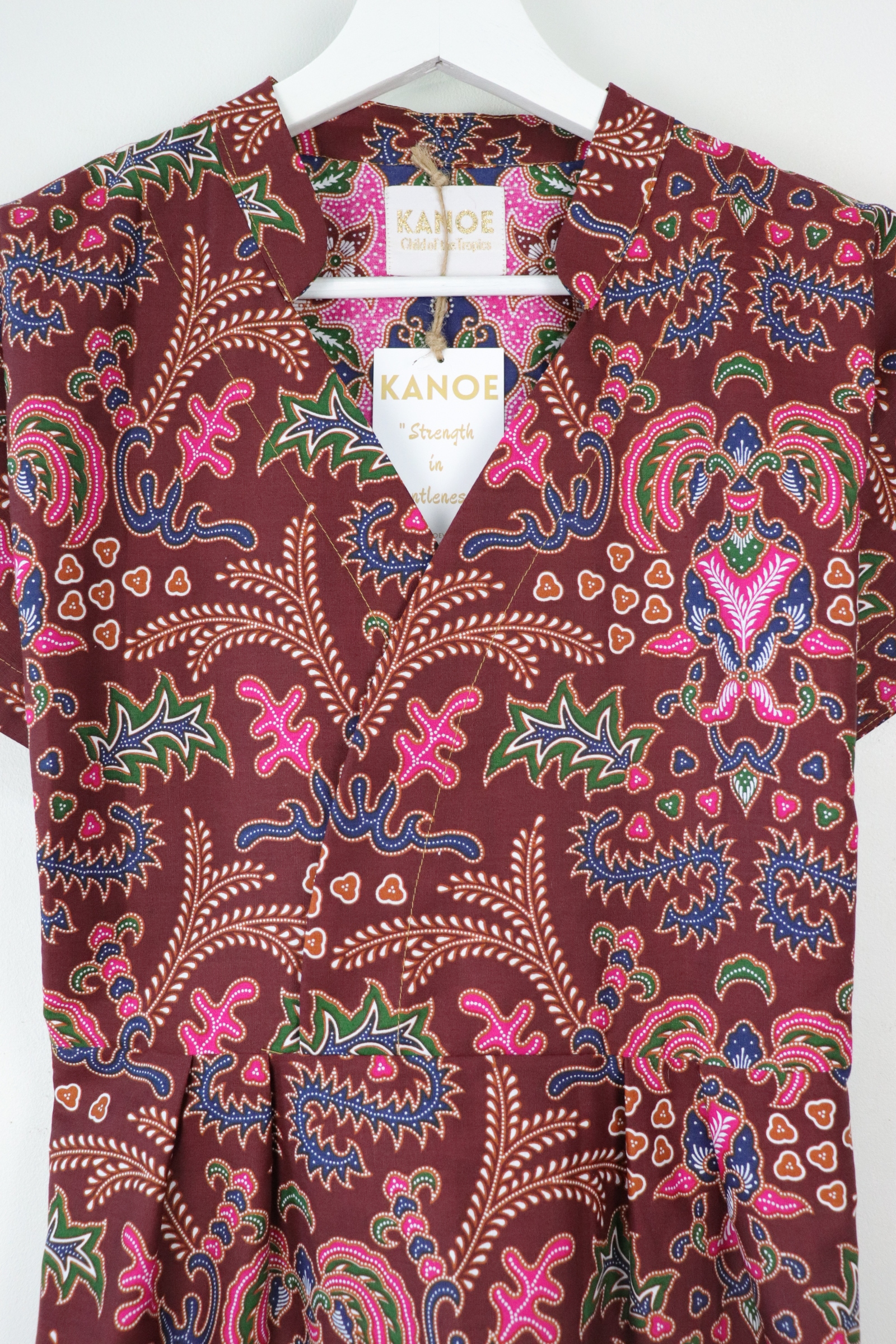 Kimono wrap dress w/ mandarin collar - Autumn Leaves