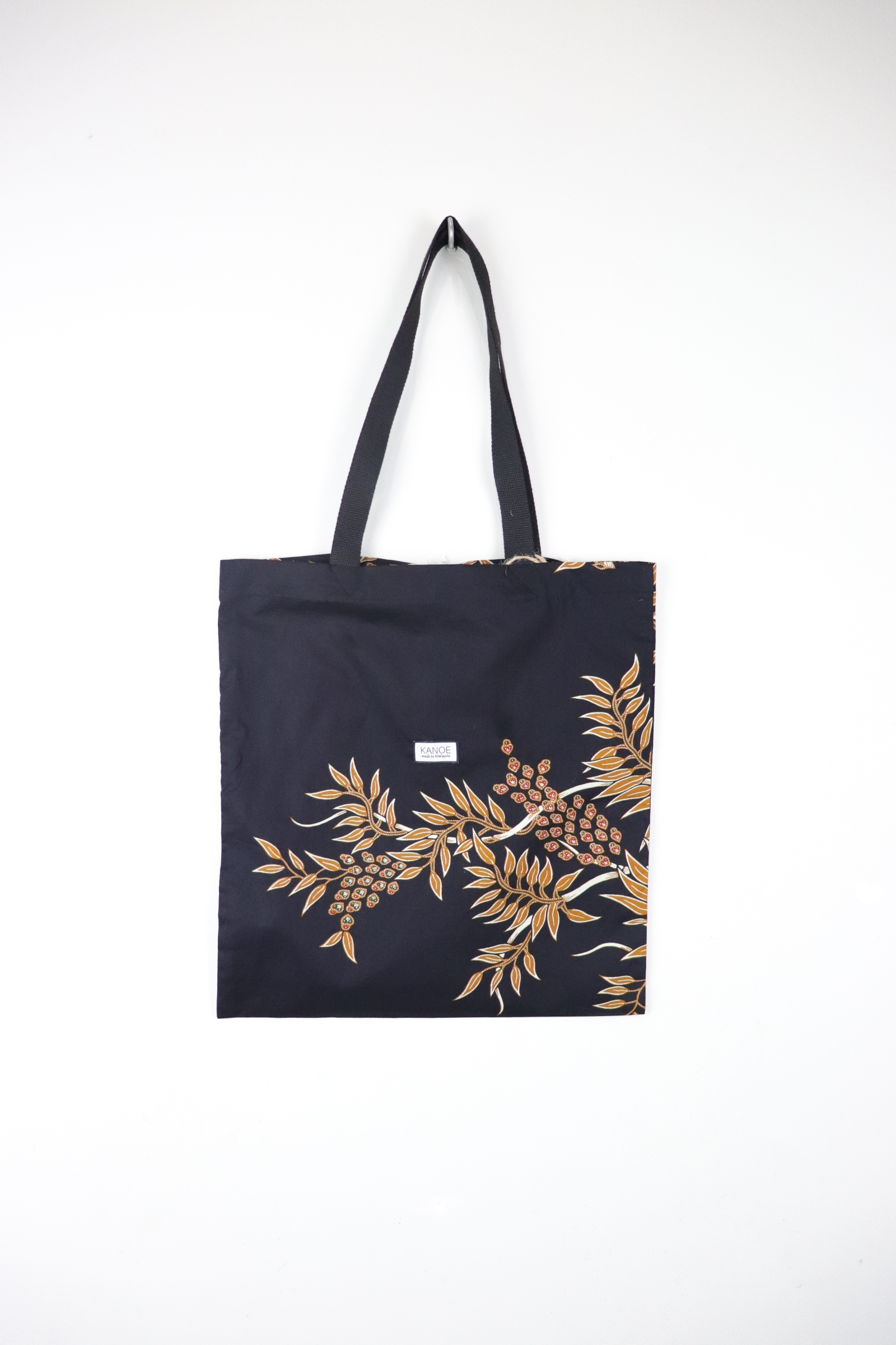 Batik Tote Bag - Maxi Black Palm (A)