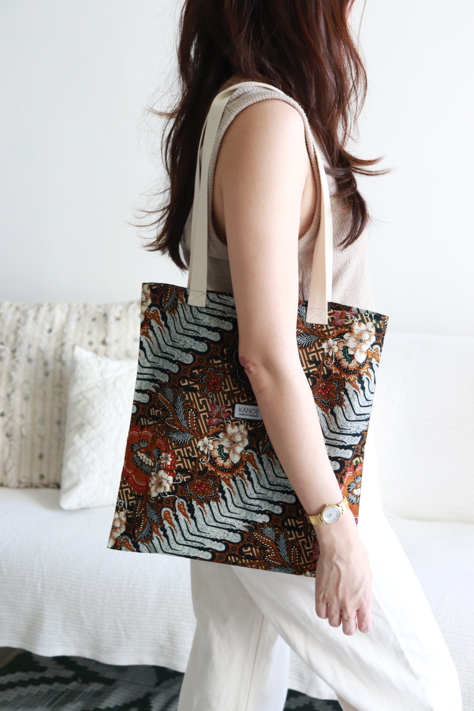 Batik Tote Bag - Mid Gold Strings (C)