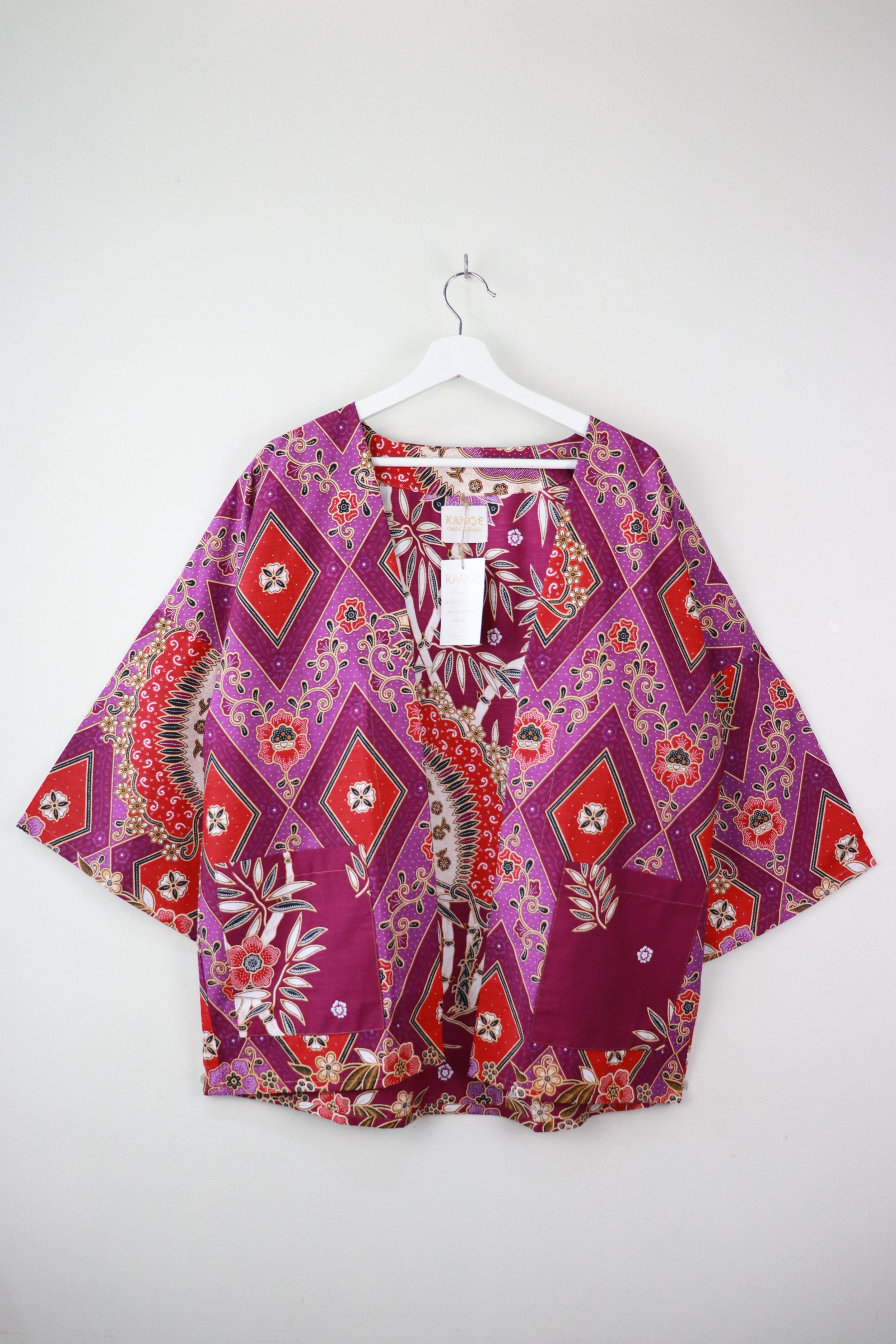 Batik Kimono Basic - Fuchsia Blossoms