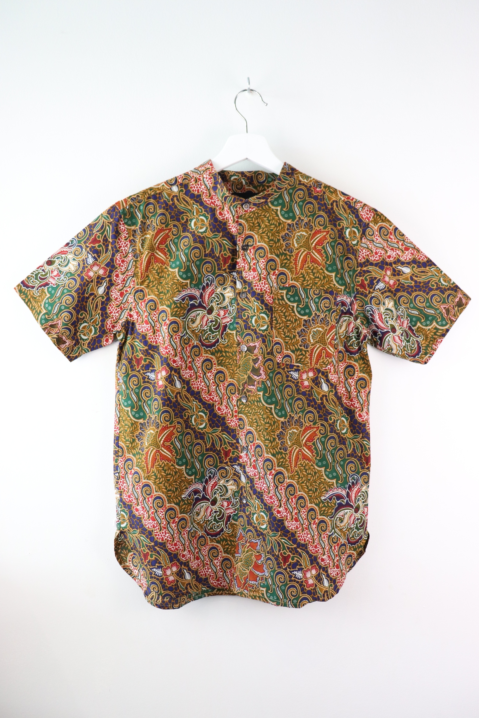 KANOEMEN Stand Collar Batik Shirt - Valen (Blue) (S)