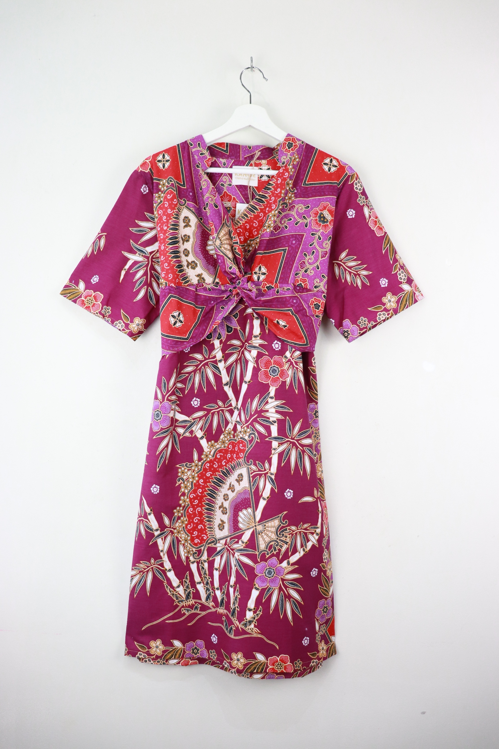 Twisted Front Dress w/ Mandarin Collar - Violet Skies