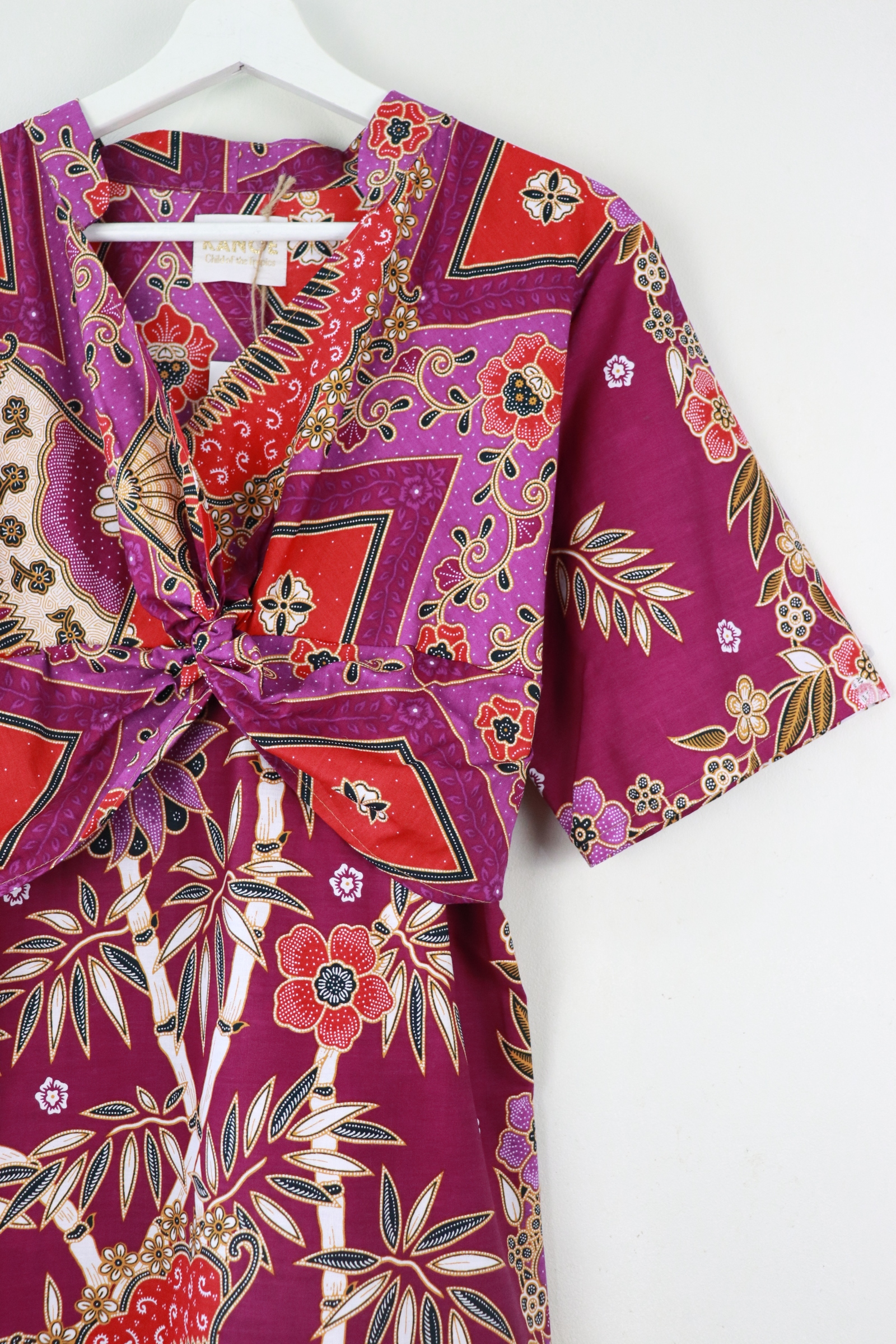 Twisted Front Dress w/ Mandarin Collar - Violet Skies