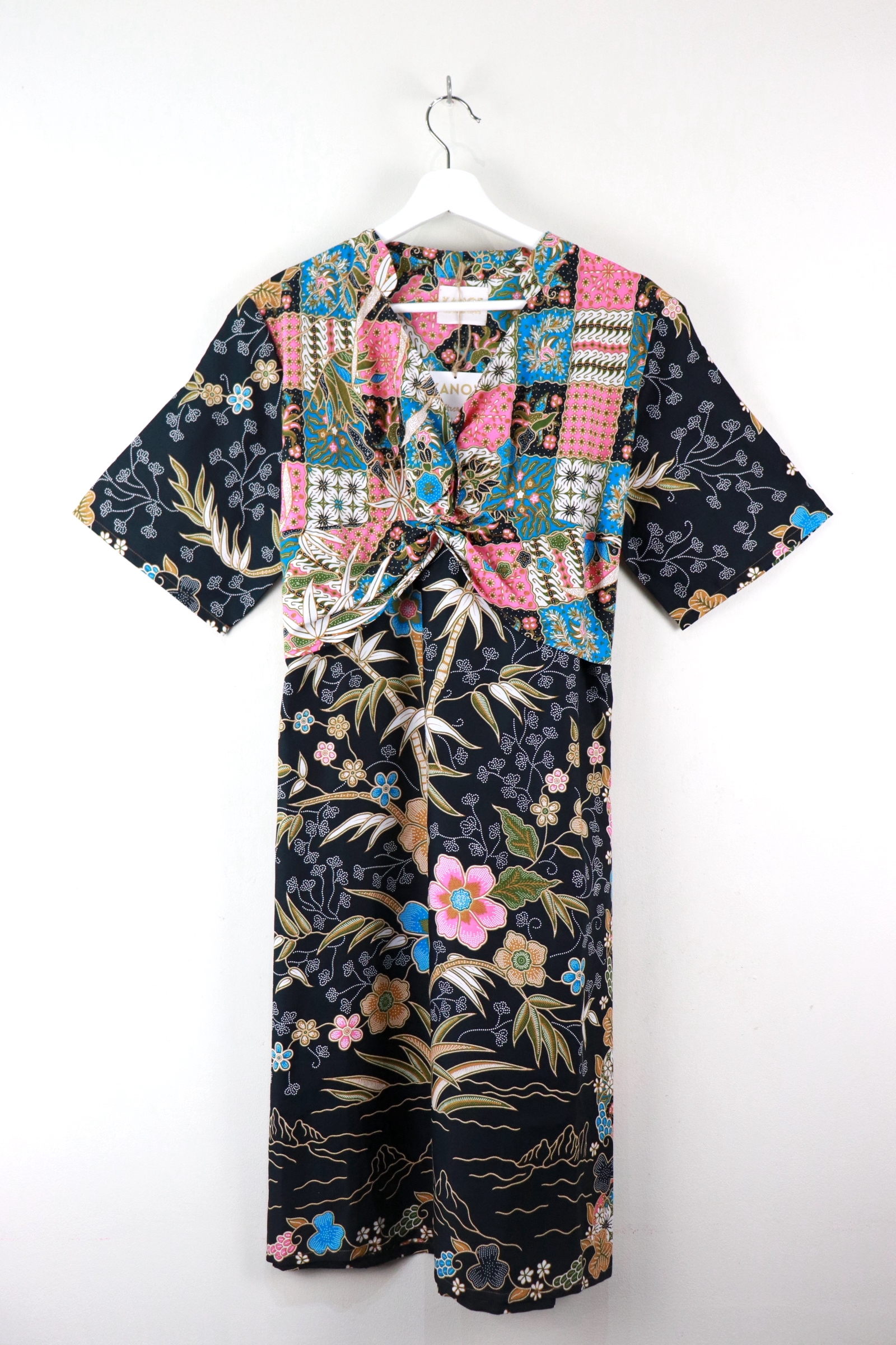 Twisted Front Dress w/ Mandarin Collar - Patches of Pink