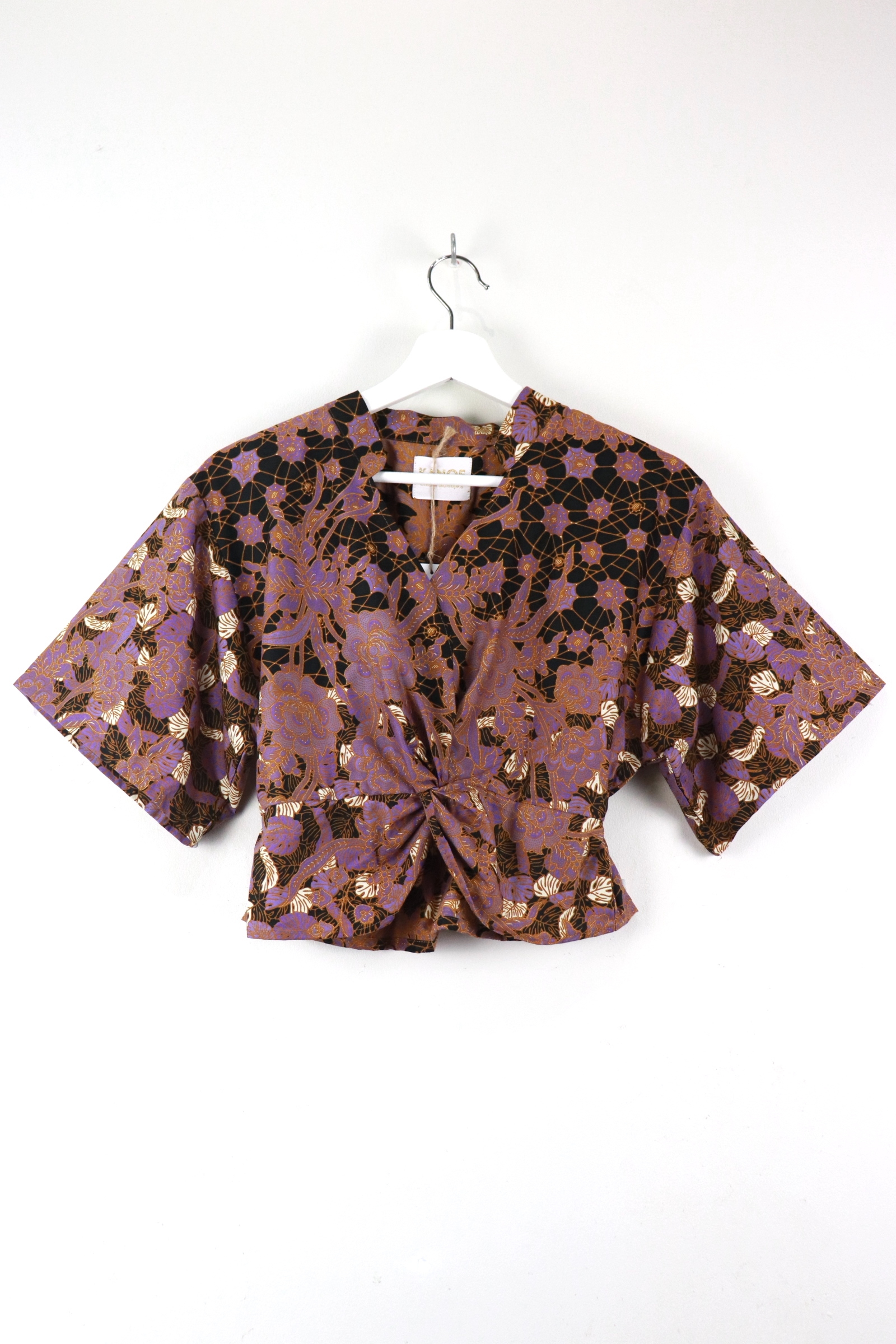 Twisted Front Mandarin Top - Lavender Galaxies