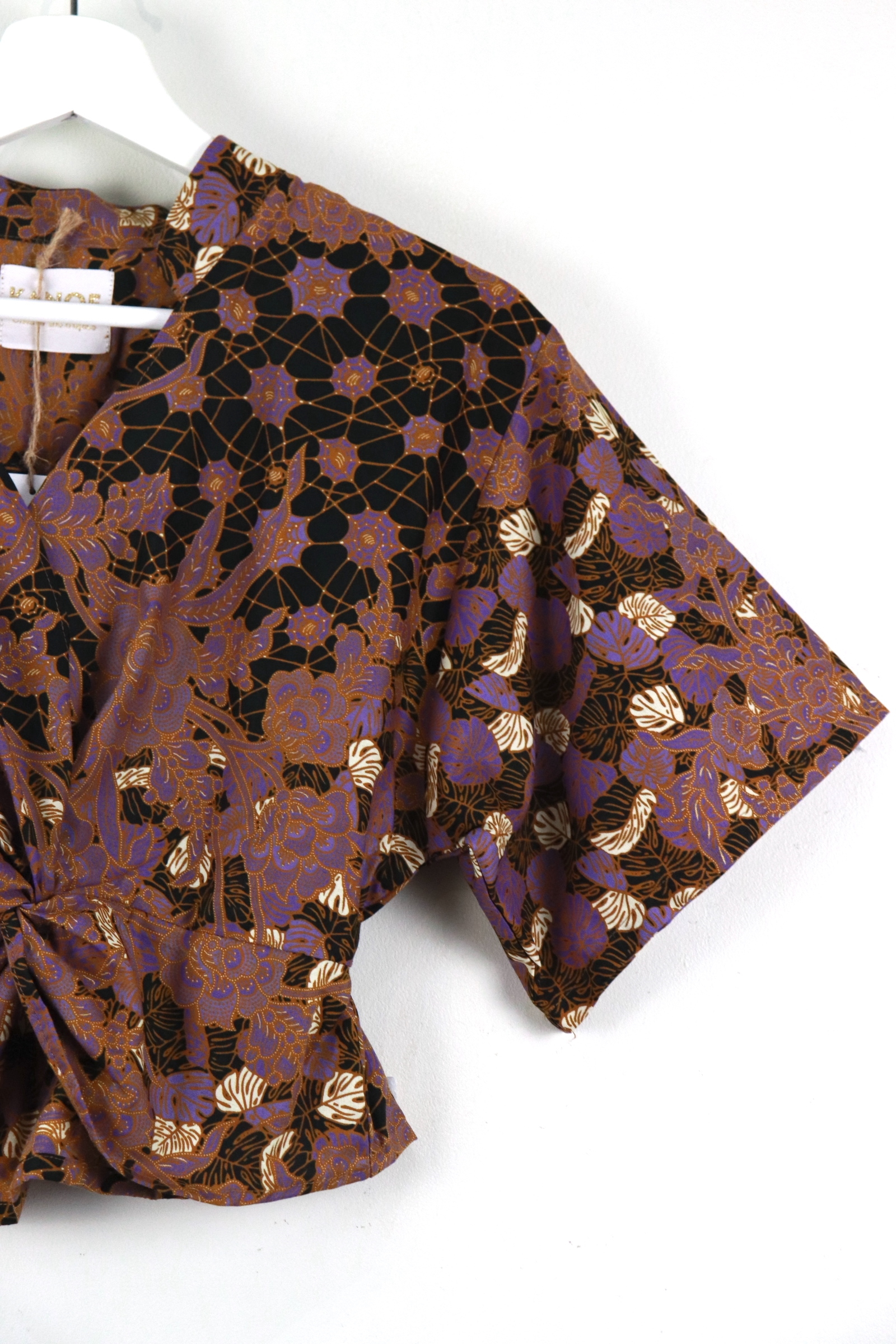Twisted Front Mandarin Top - Lavender Galaxies
