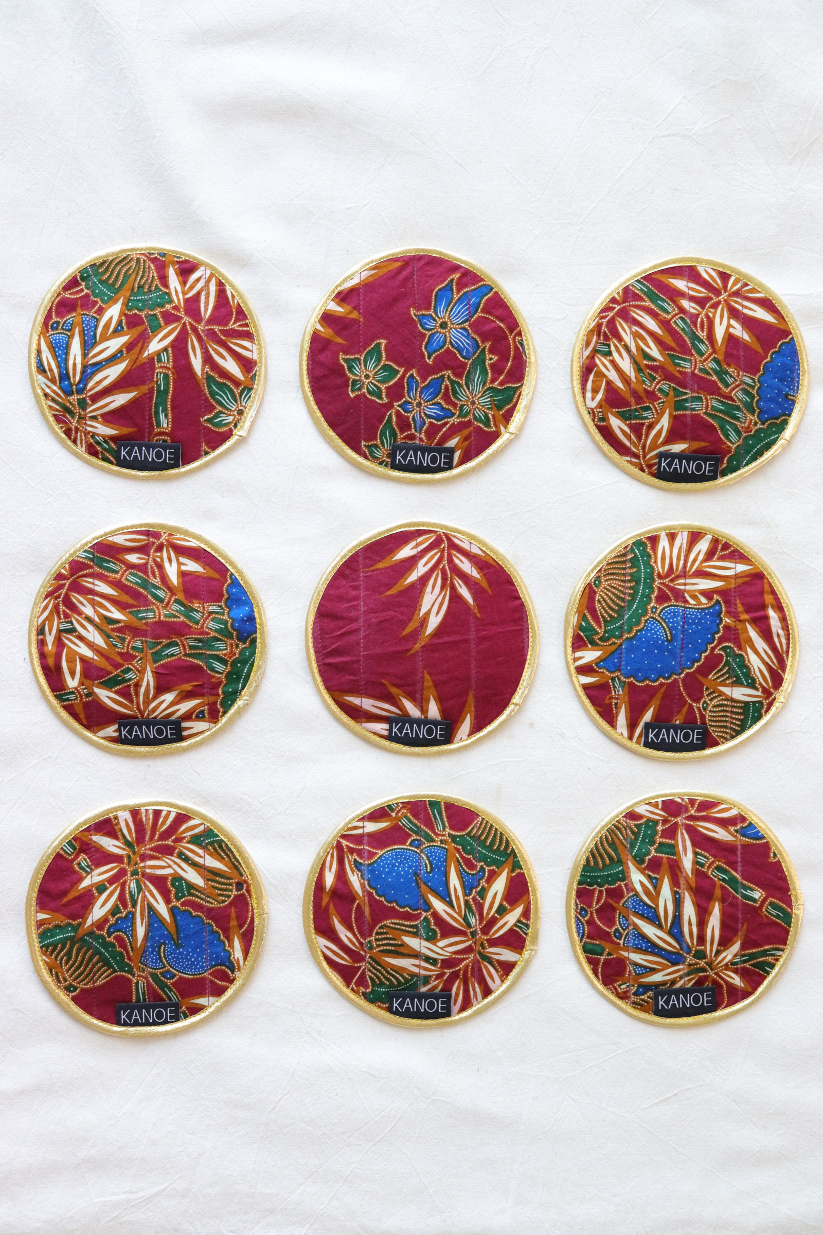 Batik Coaster - Vermillion Daiquiri ( Set of 9 )