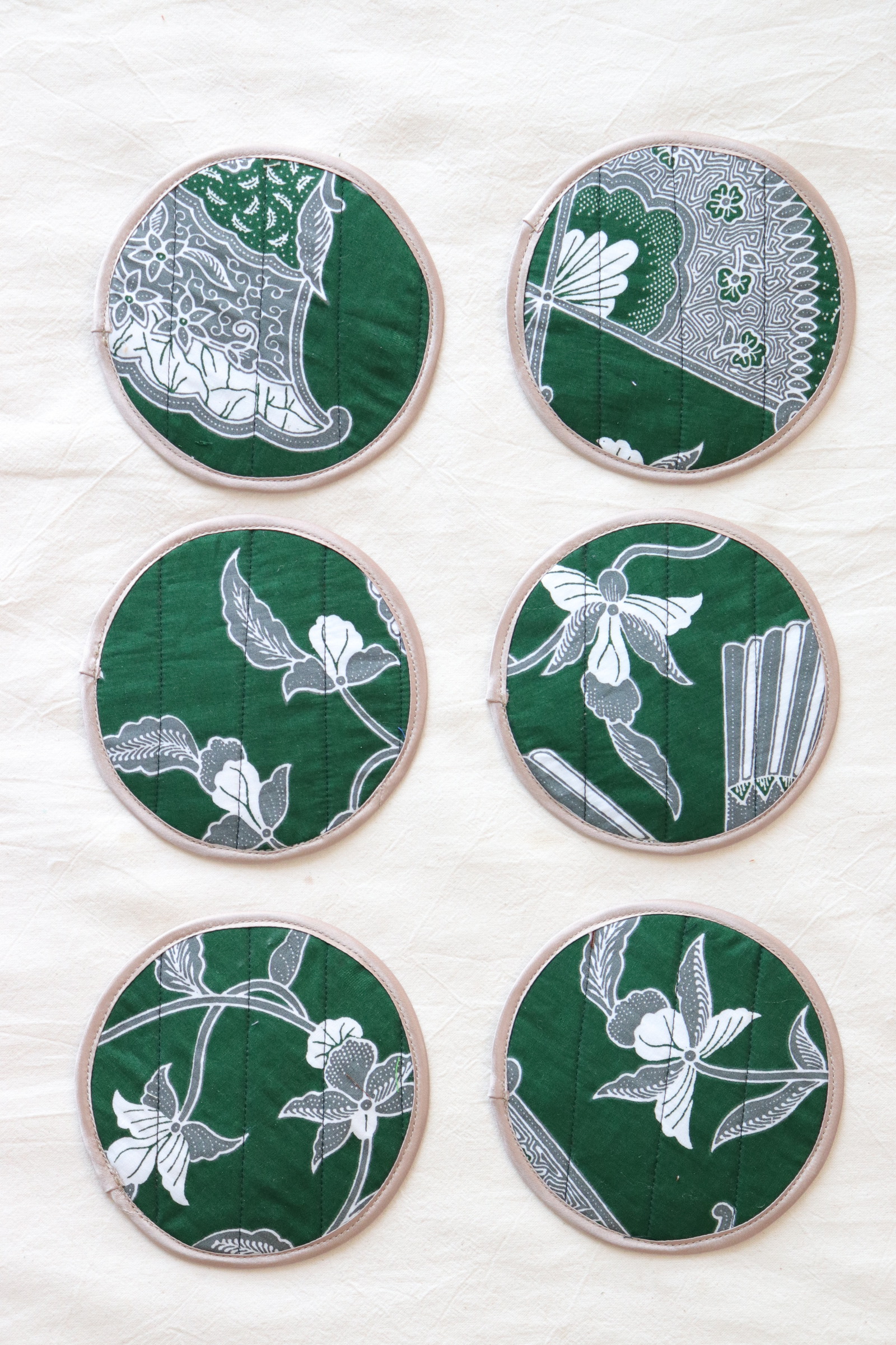 Batik Coaster - Green Midori ( Set of 6 )