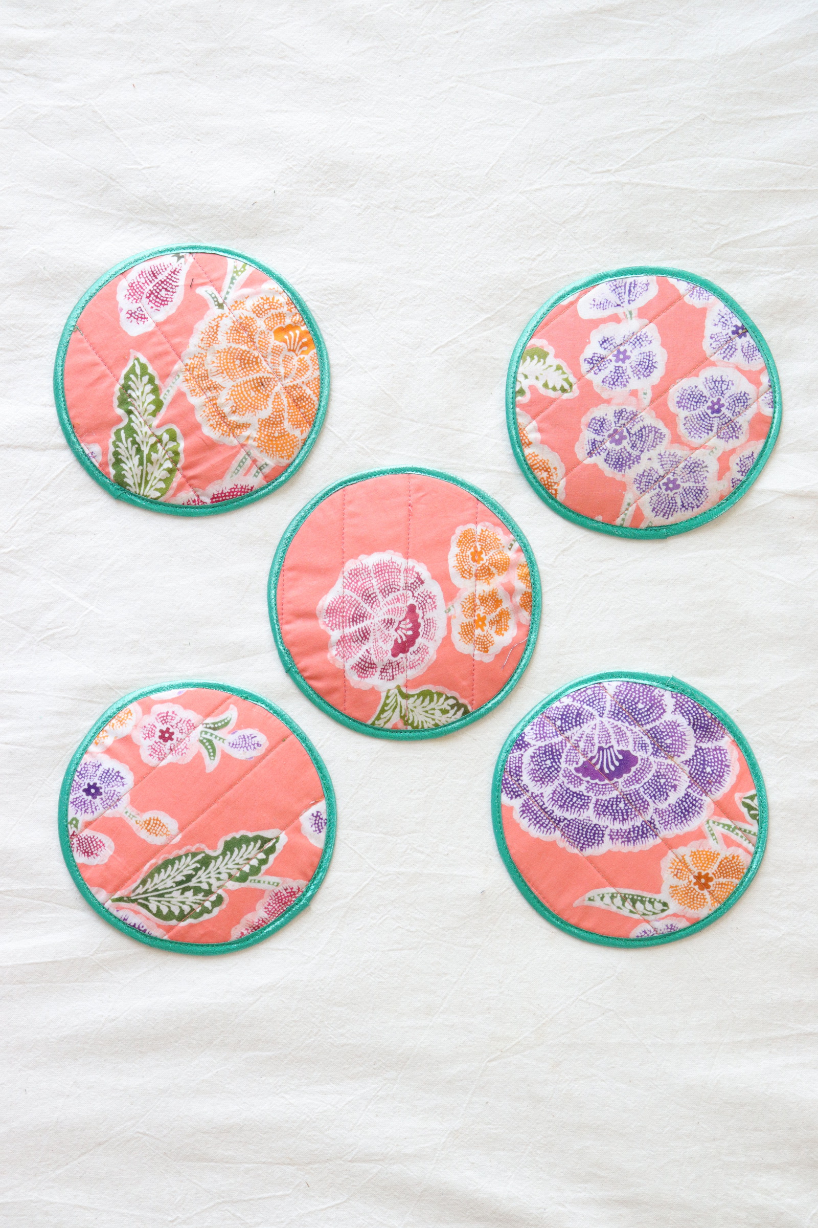 Batik Coaster - Matcha Pink Drink ( Set of 5 )