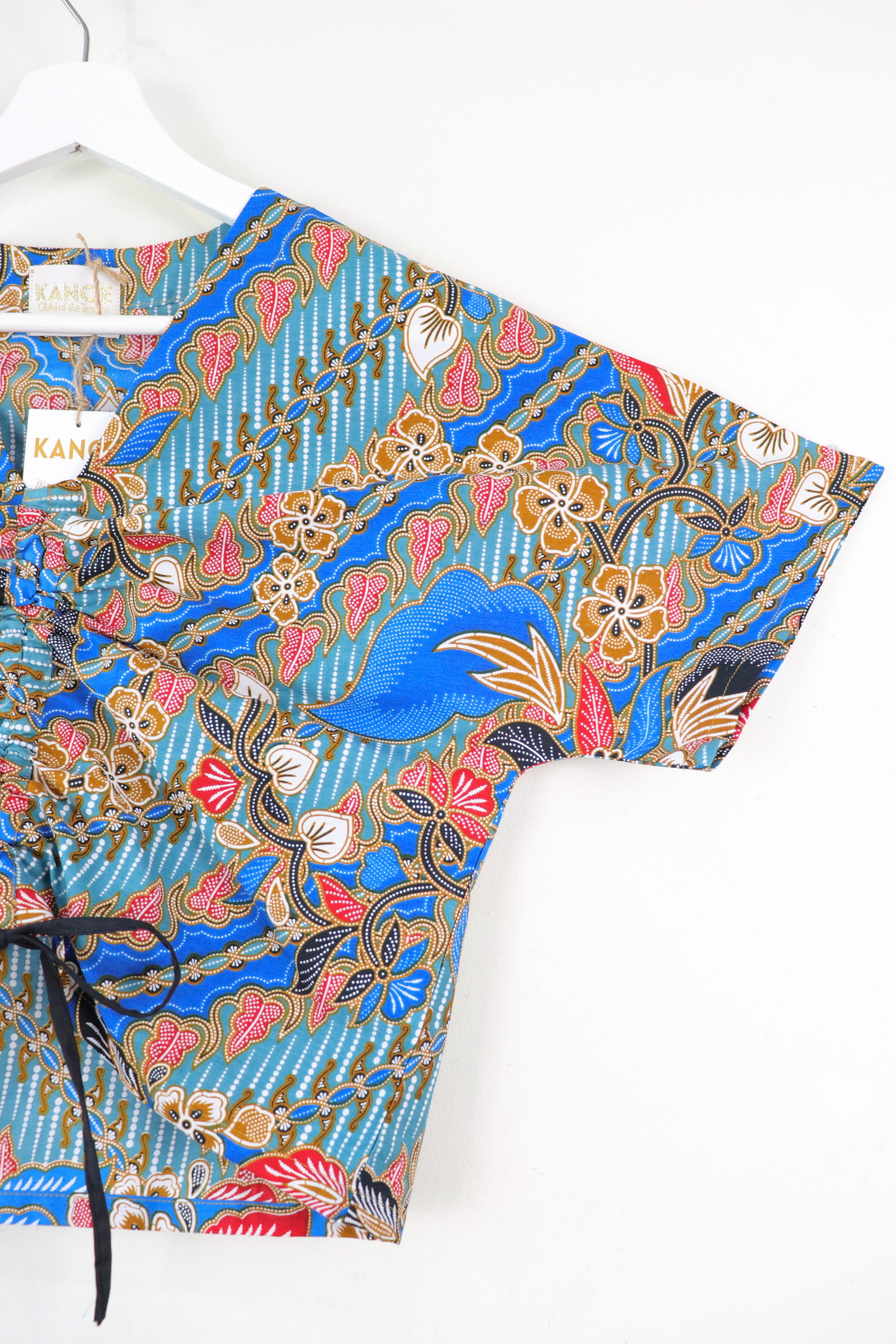 Front Ruched Drawstring Batik Top - Coral Cove ( S - M ) 