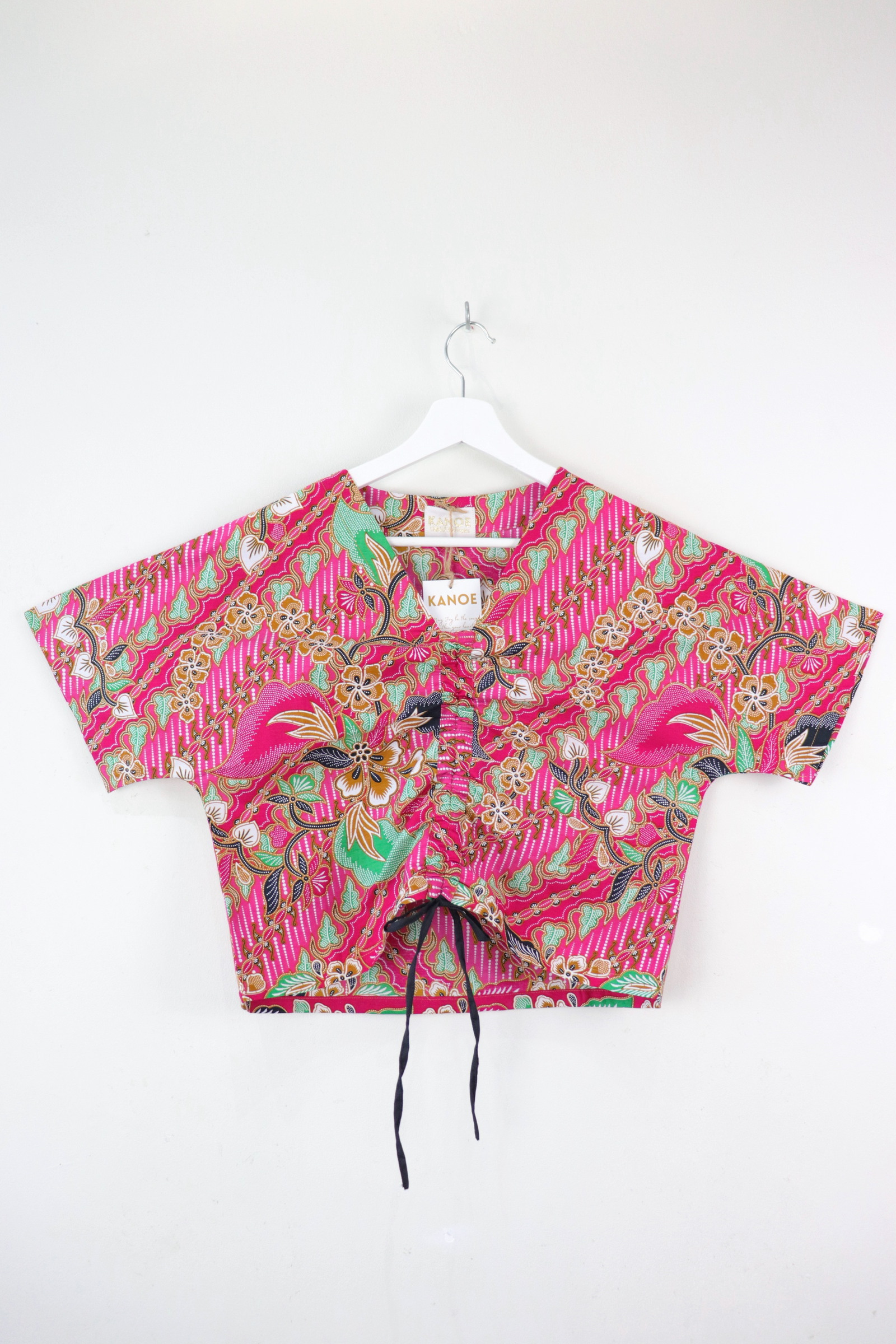 Front Ruched Drawstring Batik Top - Watermelon Weather ( S - M ) 