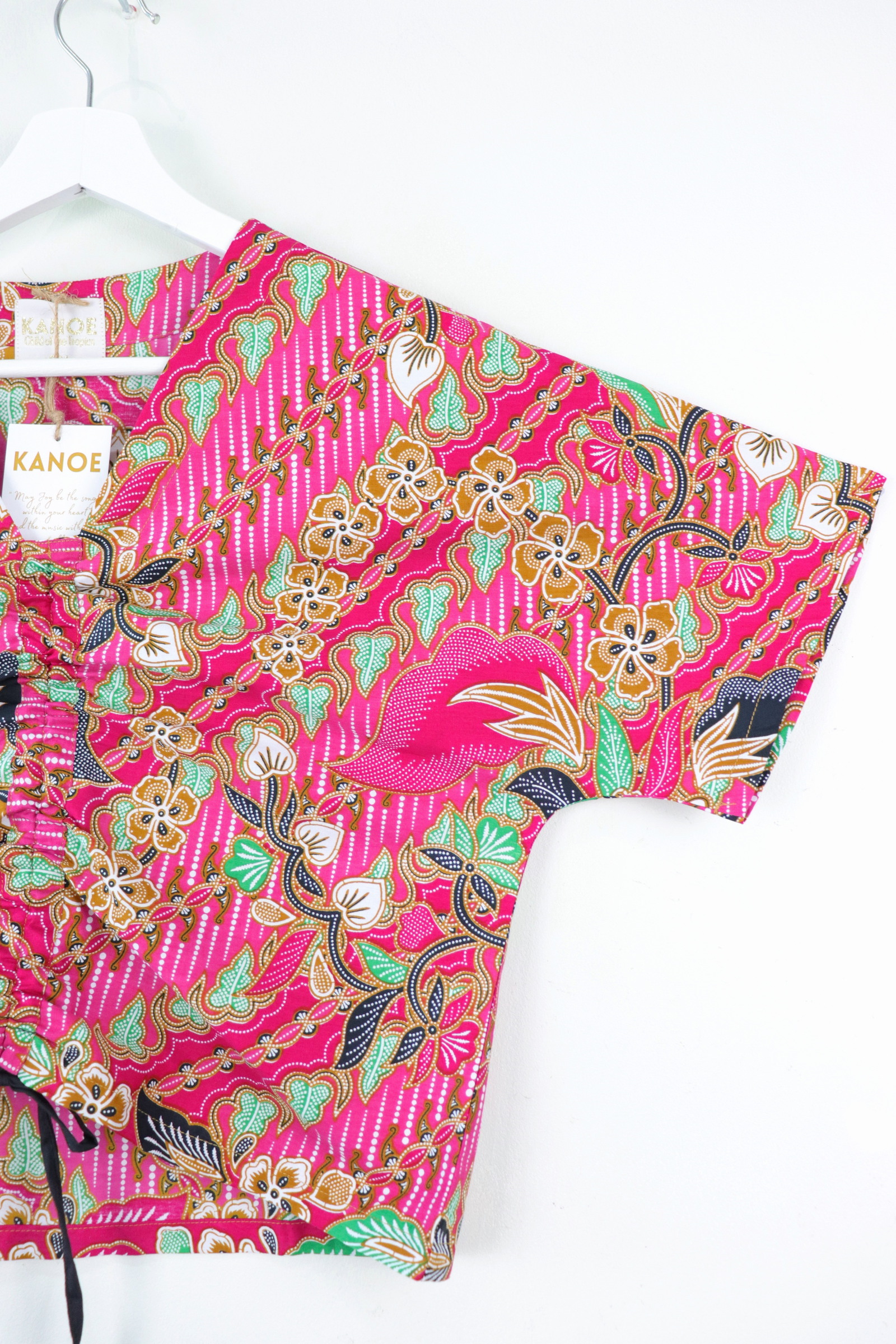 Front Ruched Drawstring Batik Top - Watermelon Weather ( S - M ) 