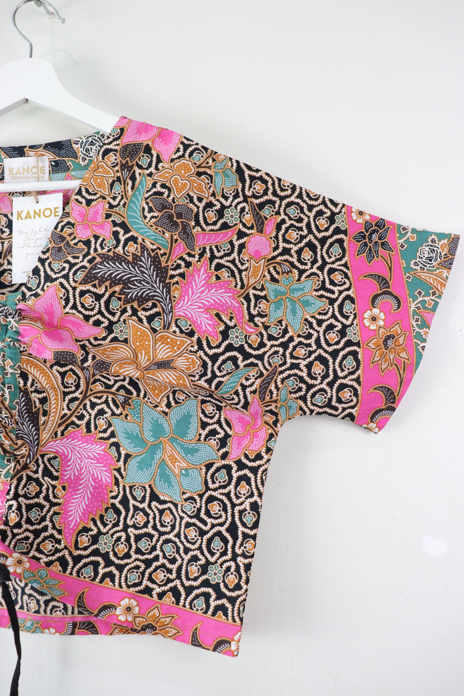 Front Ruched Drawstring Batik Top - Turquoise Storm ( M - L ) 