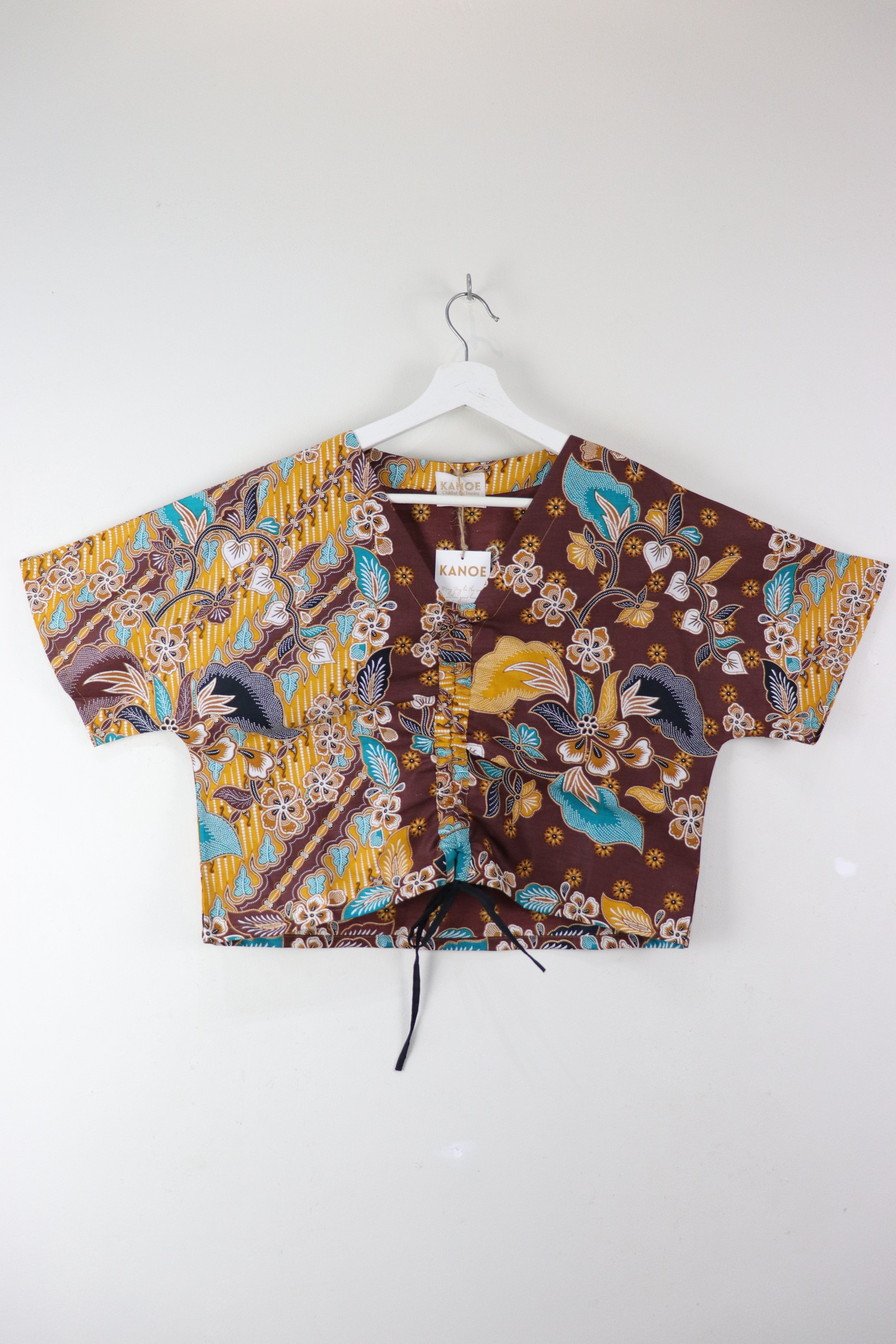 Front Ruched Drawstring Batik Top - Mango Monsoons ( M - L ) 