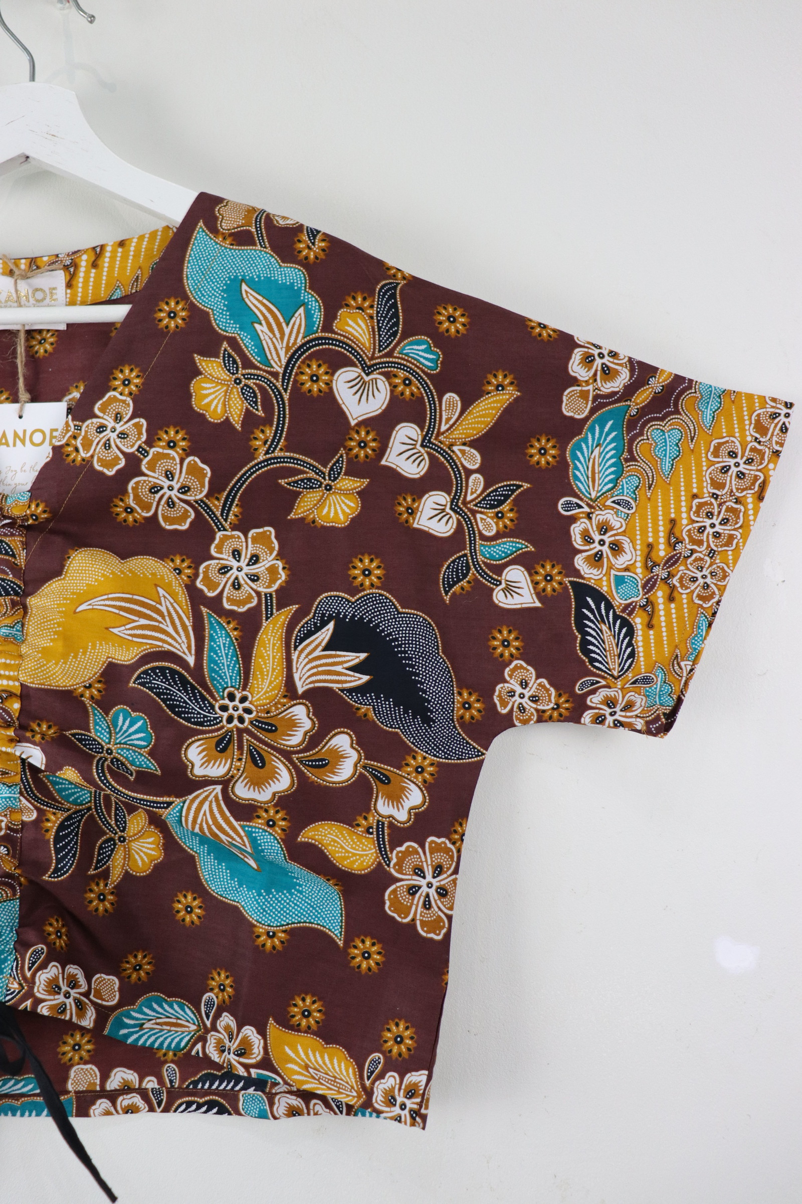 Front Ruched Drawstring Batik Top - Mango Monsoons ( M - L ) 