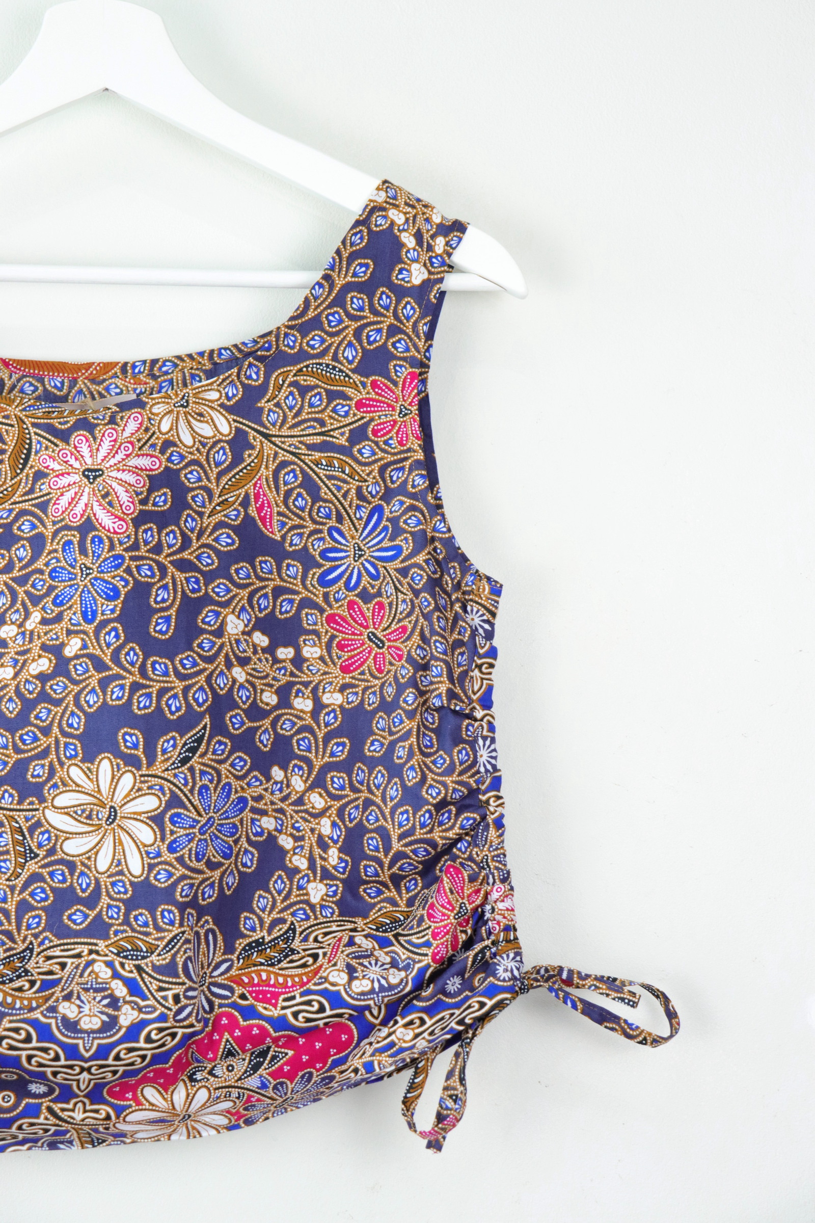 Side Ruched Drawstring Batik Top - Constellation Isle ( S - M )