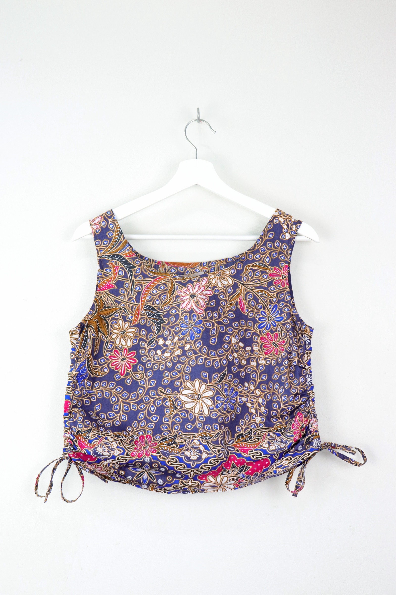 Side Ruched Drawstring Batik Top - Constellation Isle ( S - M )