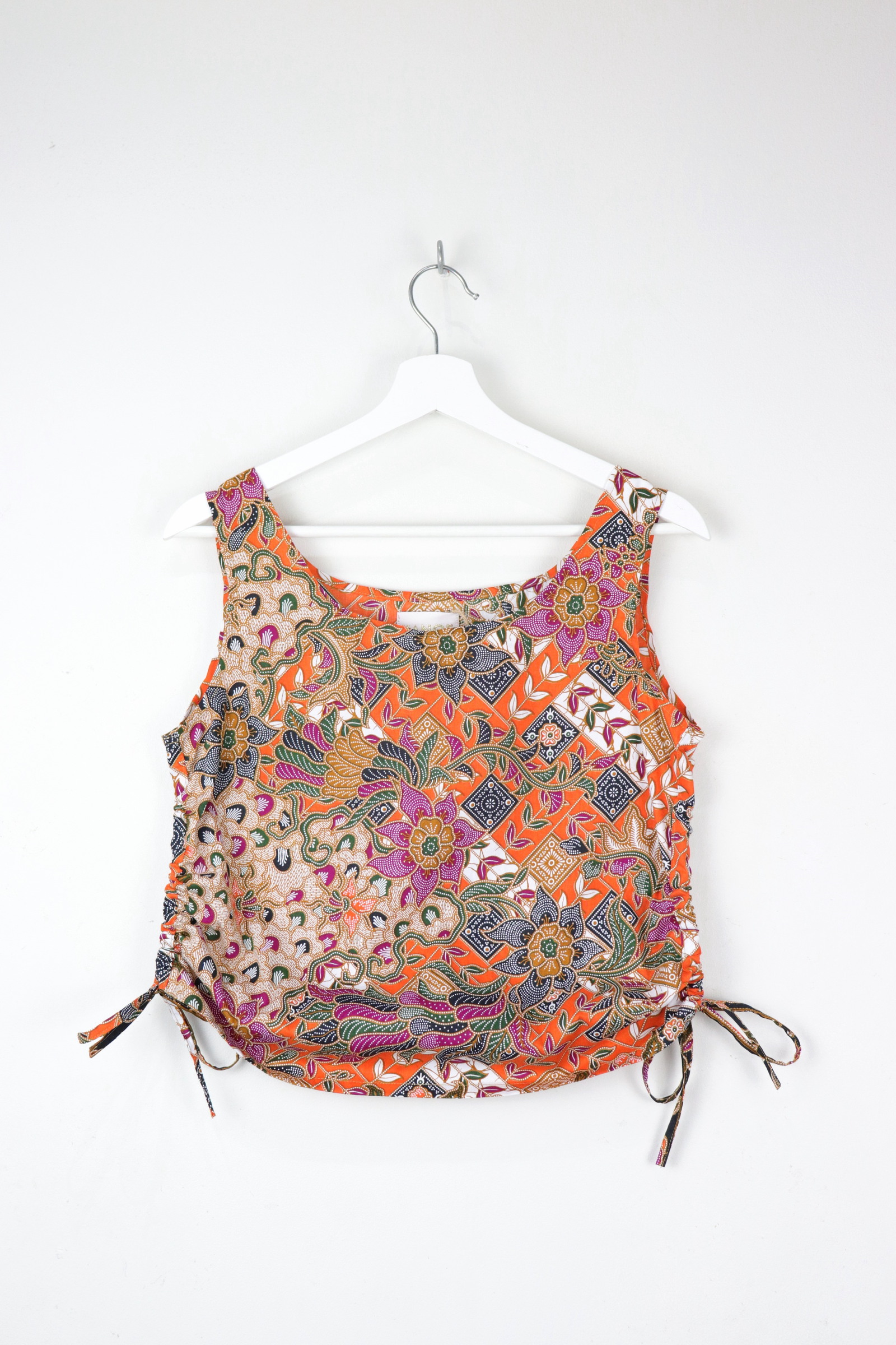 Side Ruched Drawstring Batik Top - Marmalade Mornings ( S - M )