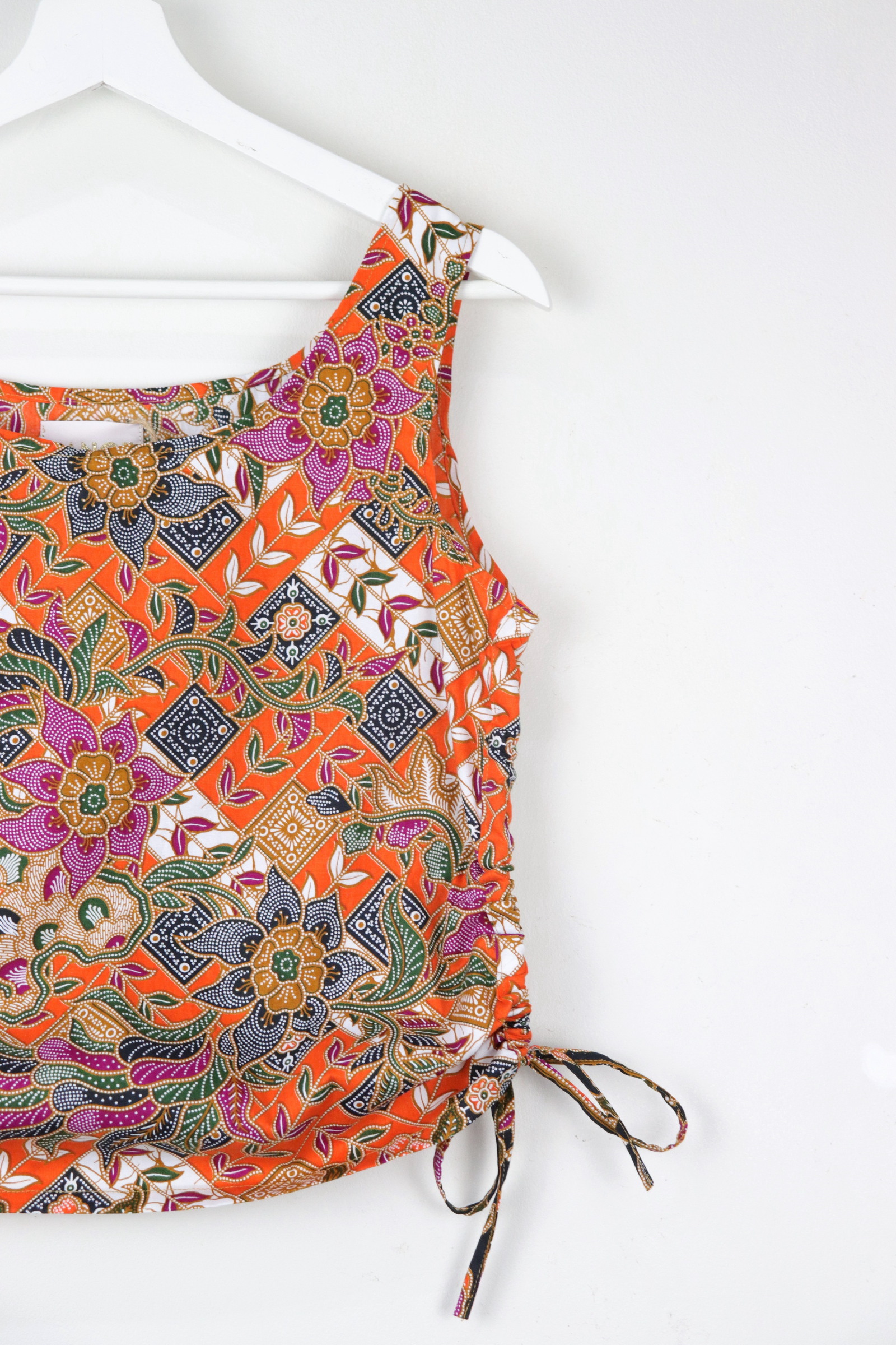 Side Ruched Drawstring Batik Top - Marmalade Mornings ( S - M )