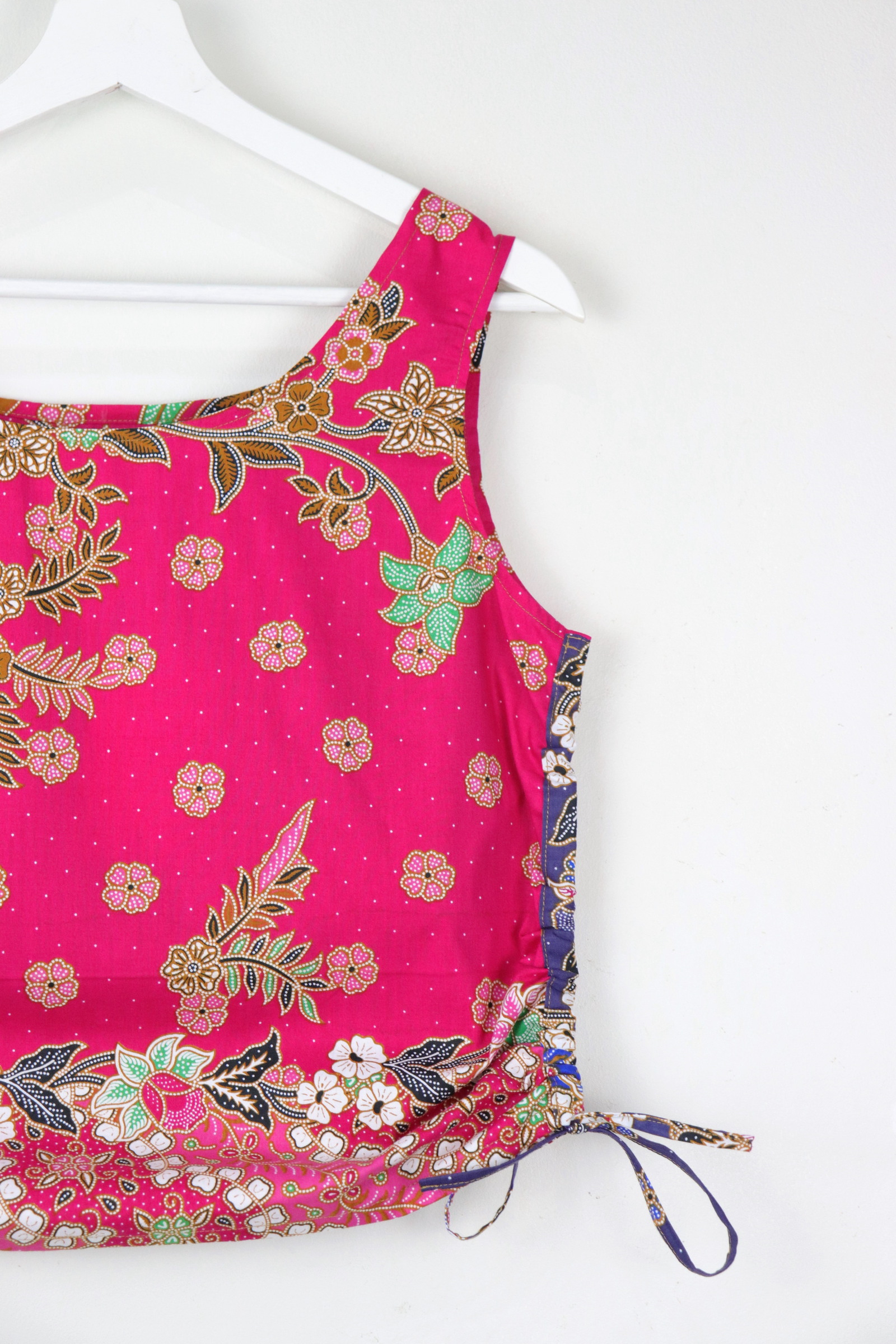 Side Ruched Drawstring Batik Top - Starfish Wishes ( S - M )