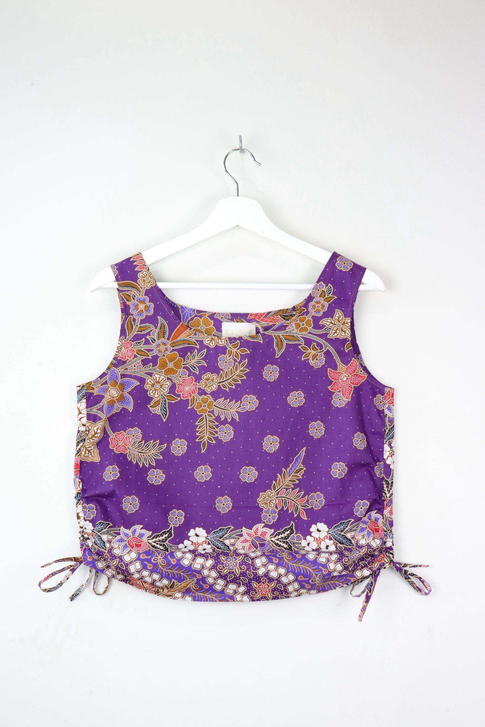 Side Ruched Drawstring Batik Top - Evening Skies ( S - M )