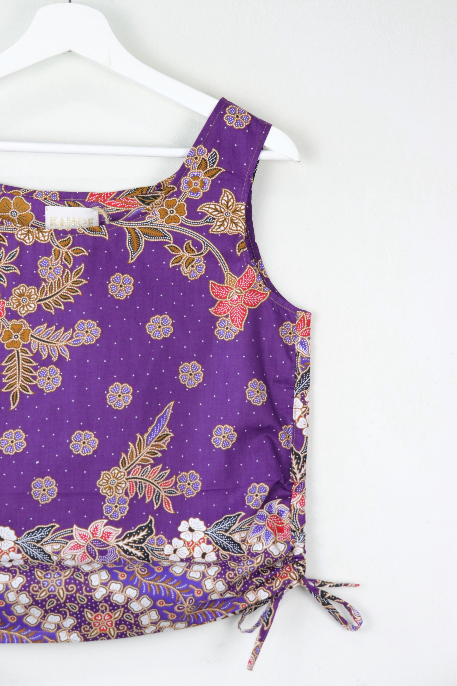Side Ruched Drawstring Batik Top - Evening Skies ( S - M )