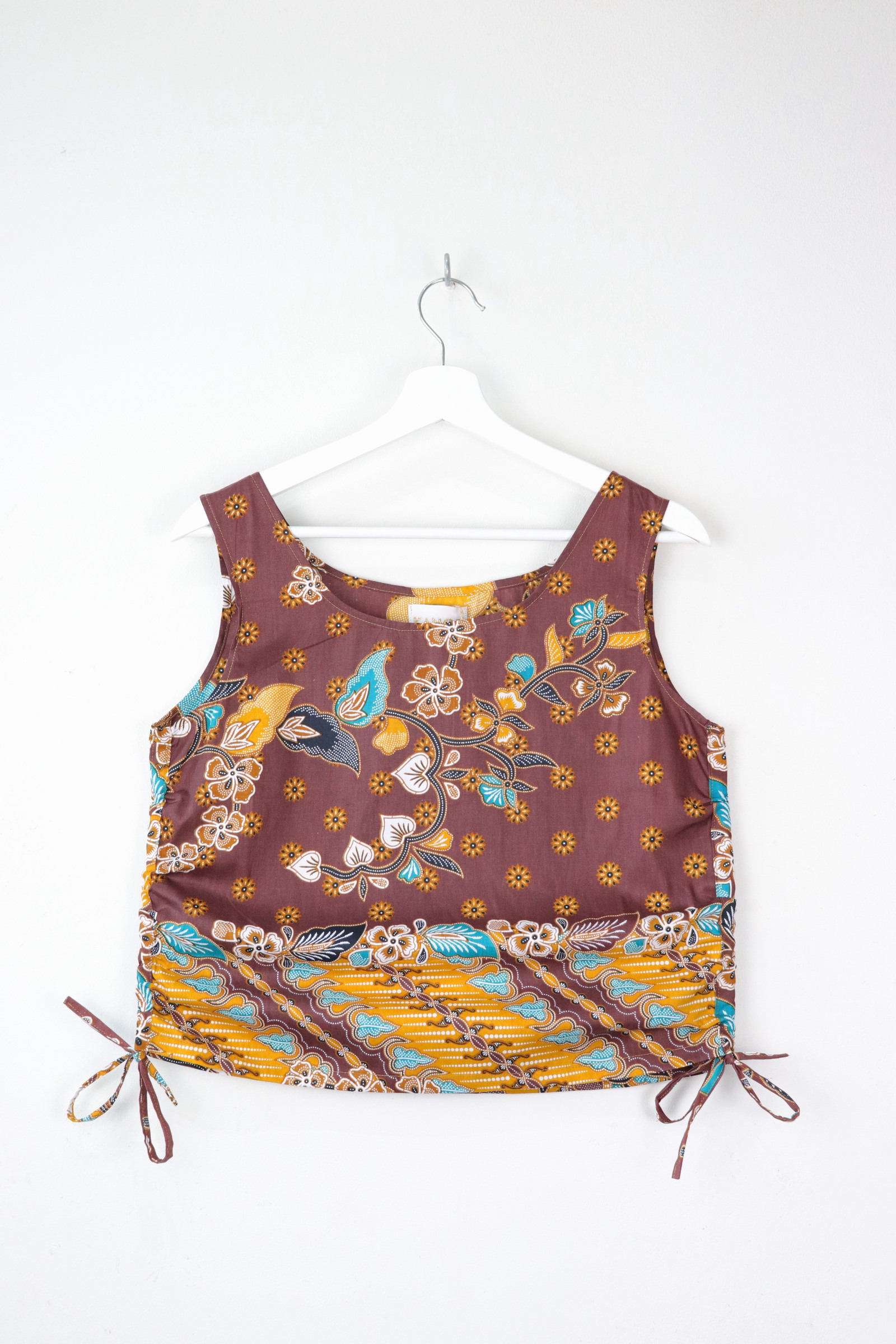 Side Ruched Drawstring Batik Top - Sweet Honey ( S - M )