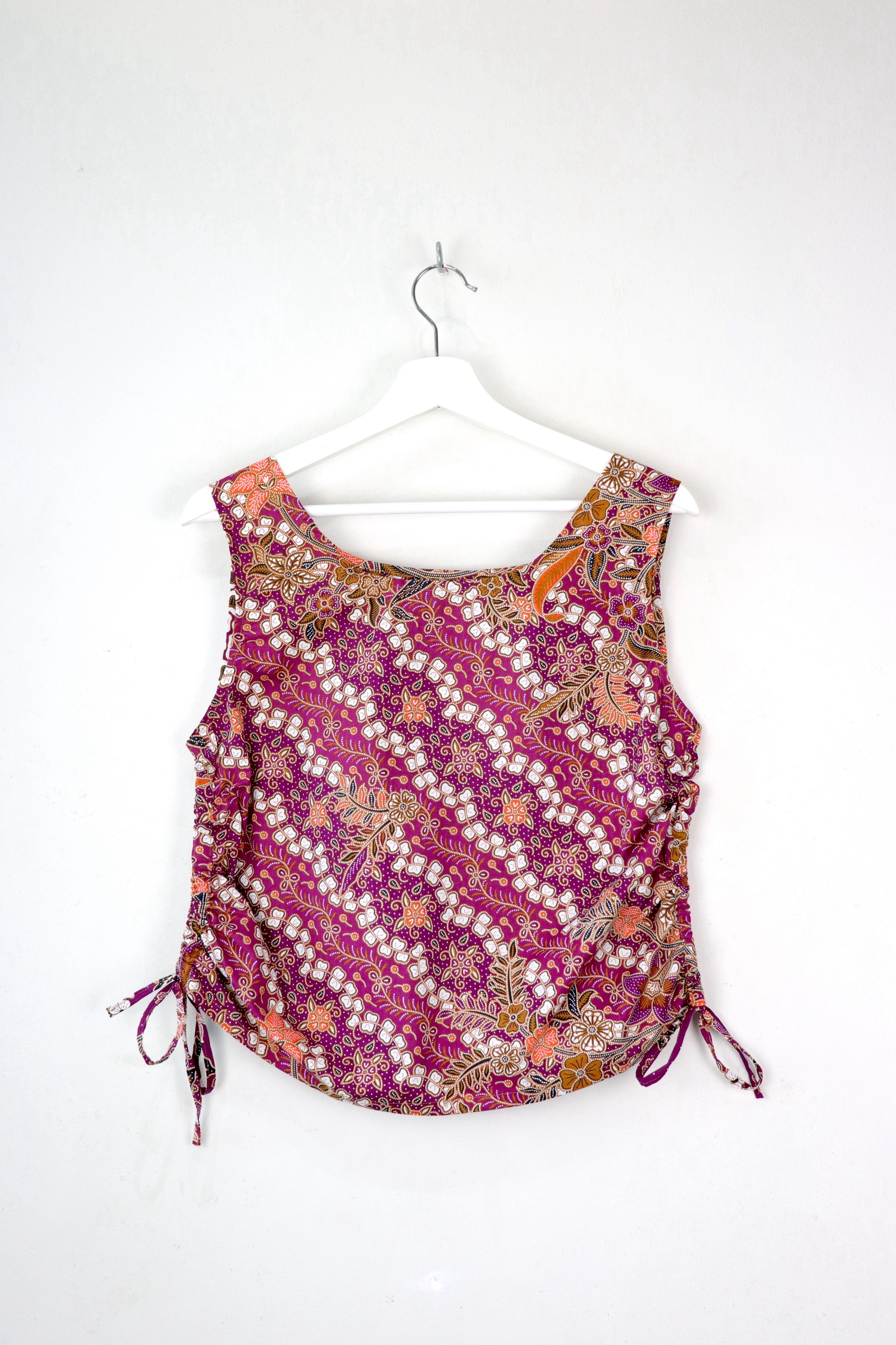 Side Ruched Drawstring Batik Top - Twilight Fireflies ( M - L  )