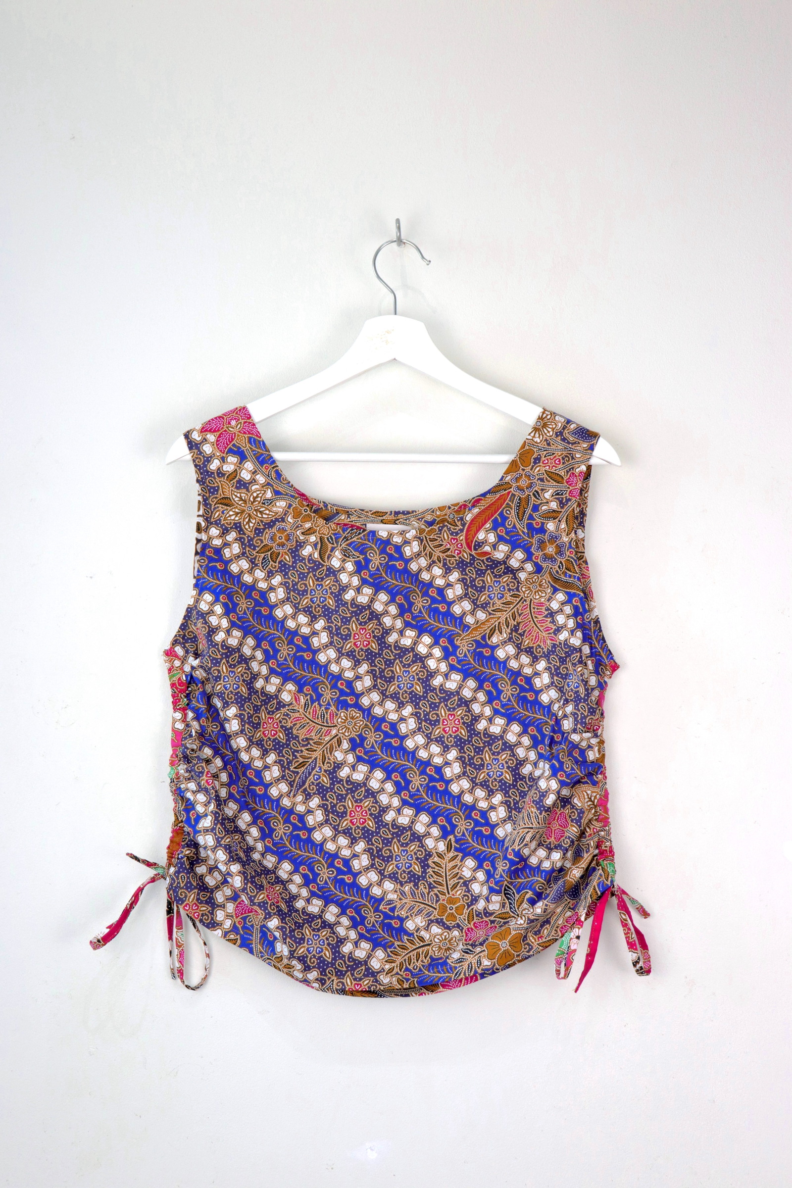 Side Ruched Drawstring Batik Top - Surfer's Dream ( M - L  )