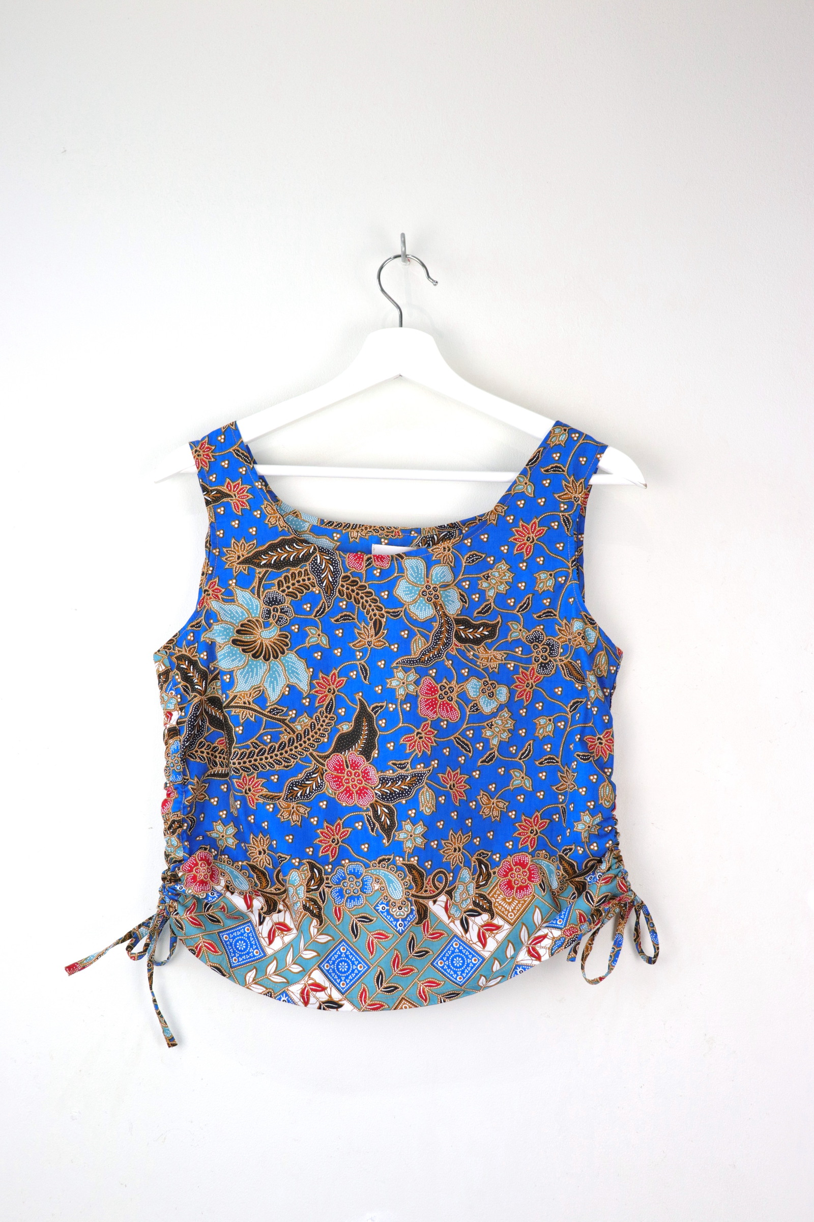 Side Ruched Drawstring Batik Top - Starry Night ( S - M )