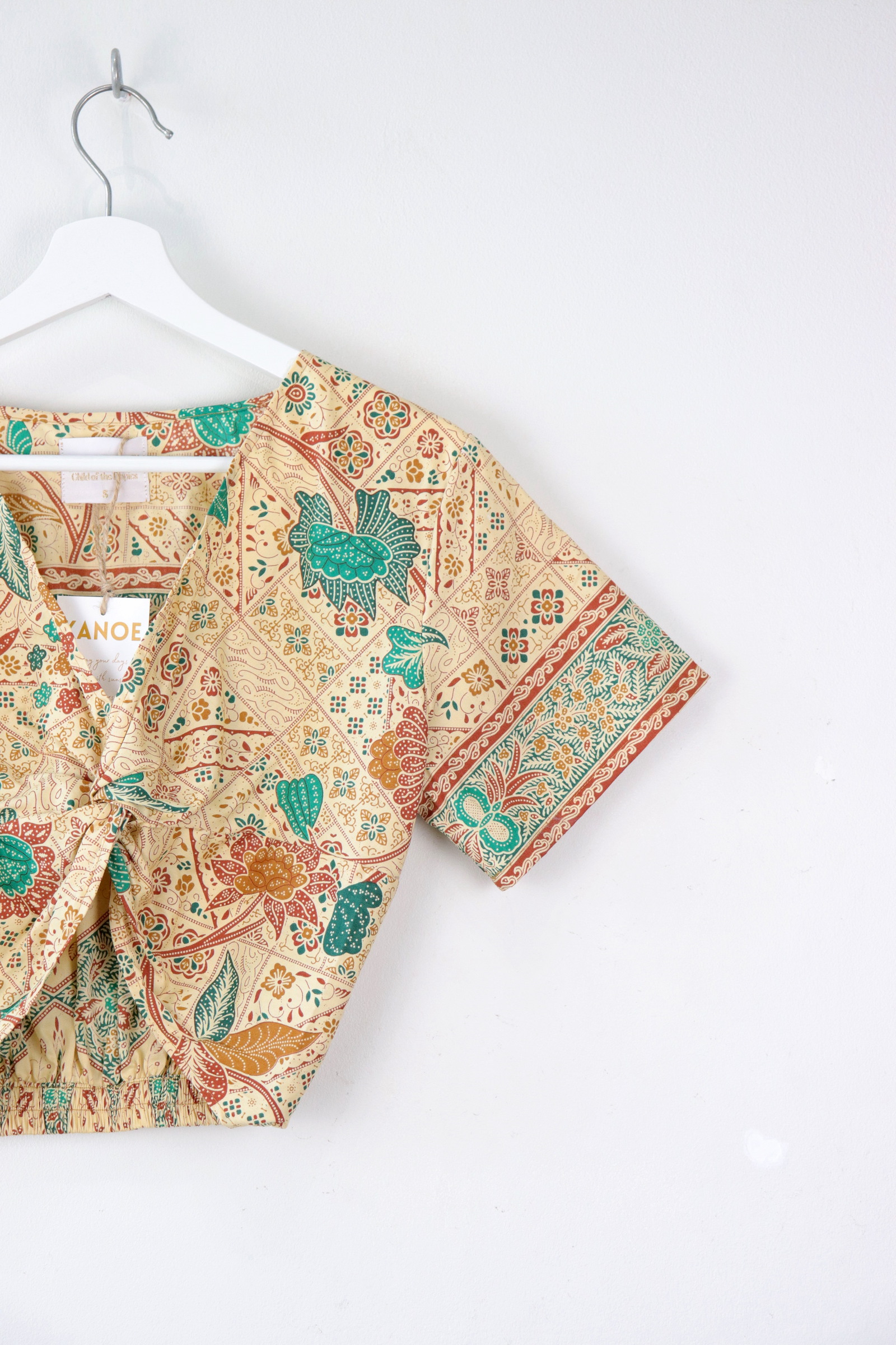 Twisted Front Batik Top - Green Egypt