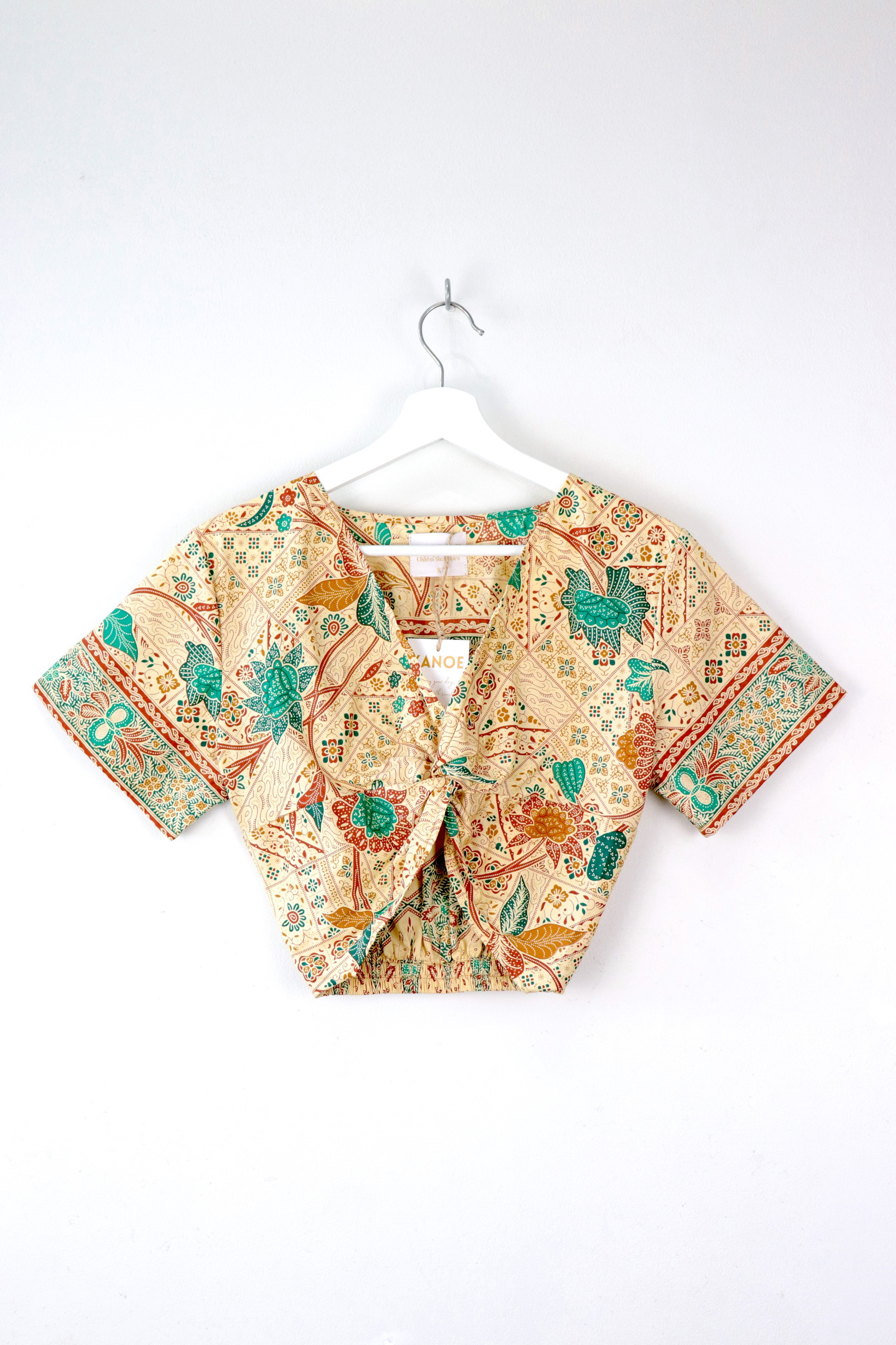 Twisted Front Batik Top - Green Egypt