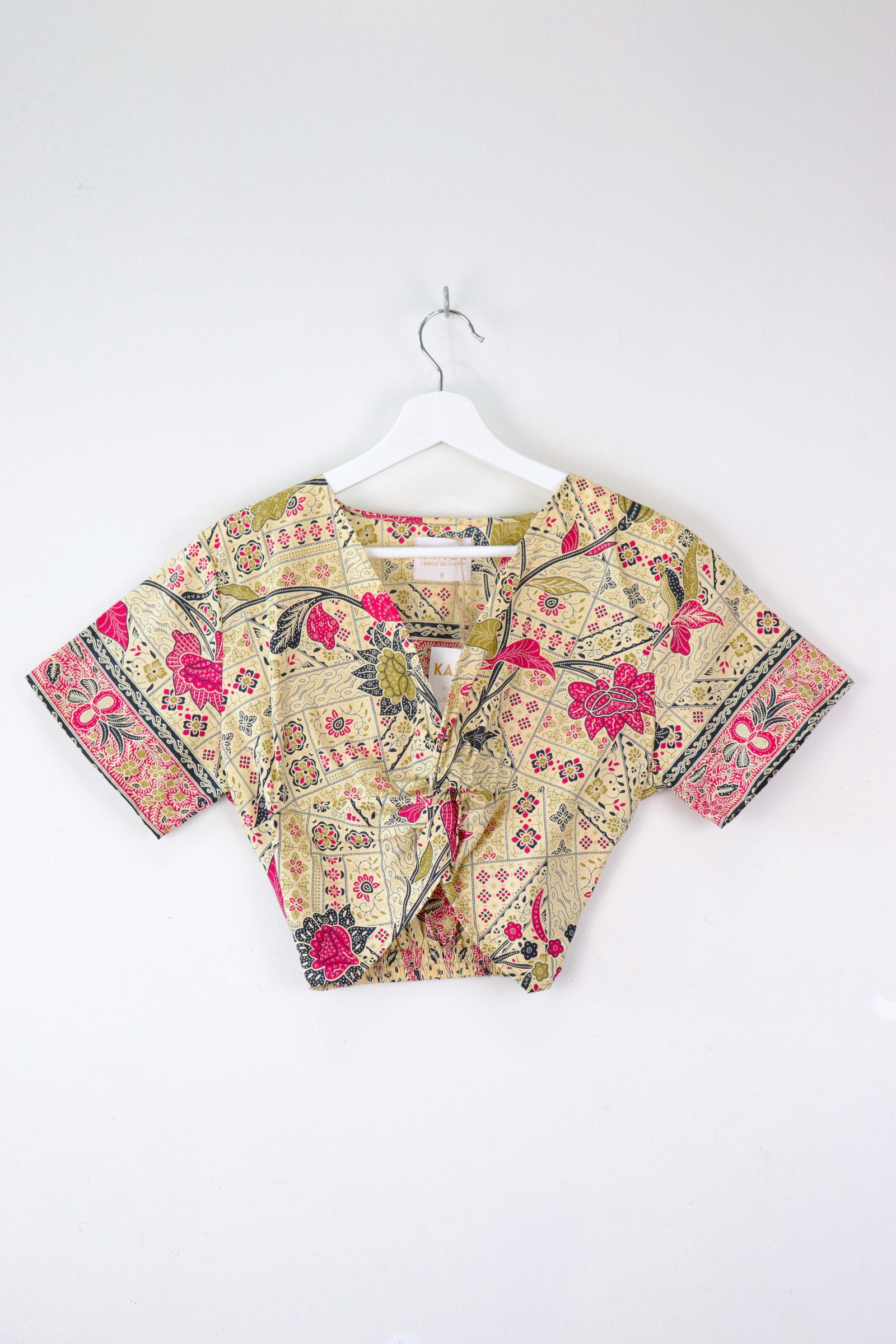 Twisted Front Batik Top - Hot Pink Hieroglyphs