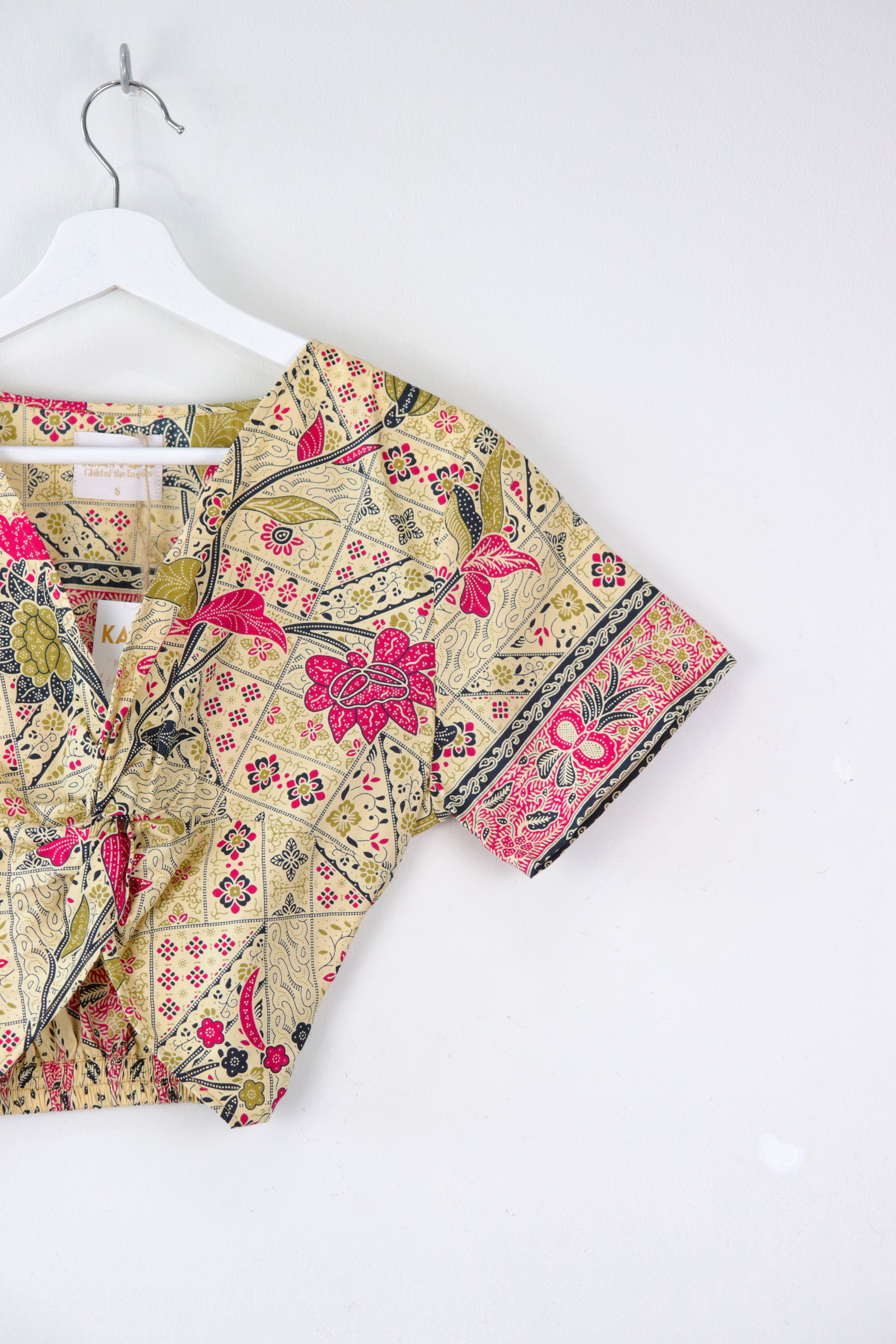 Twisted Front Batik Top - Hot Pink Hieroglyphs