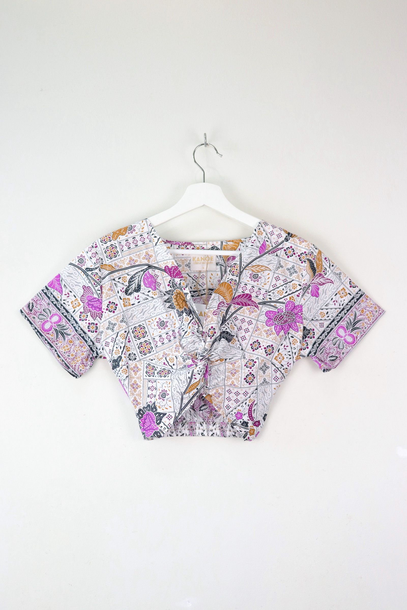 Twisted Front Batik Top - Purple Dunes